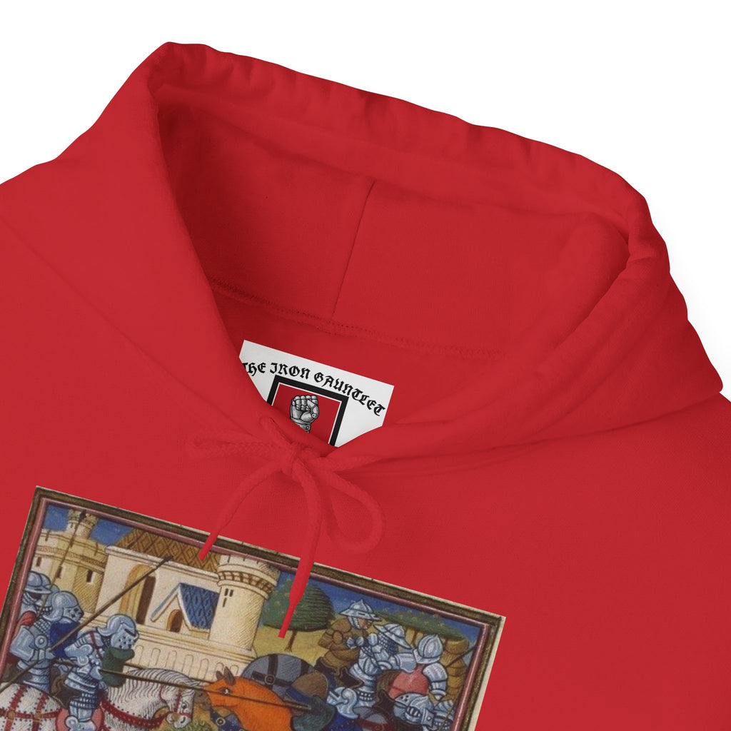 Medieval Knight Hoodie — Heraldic Fist Crest & Tapestry Art Hoodie