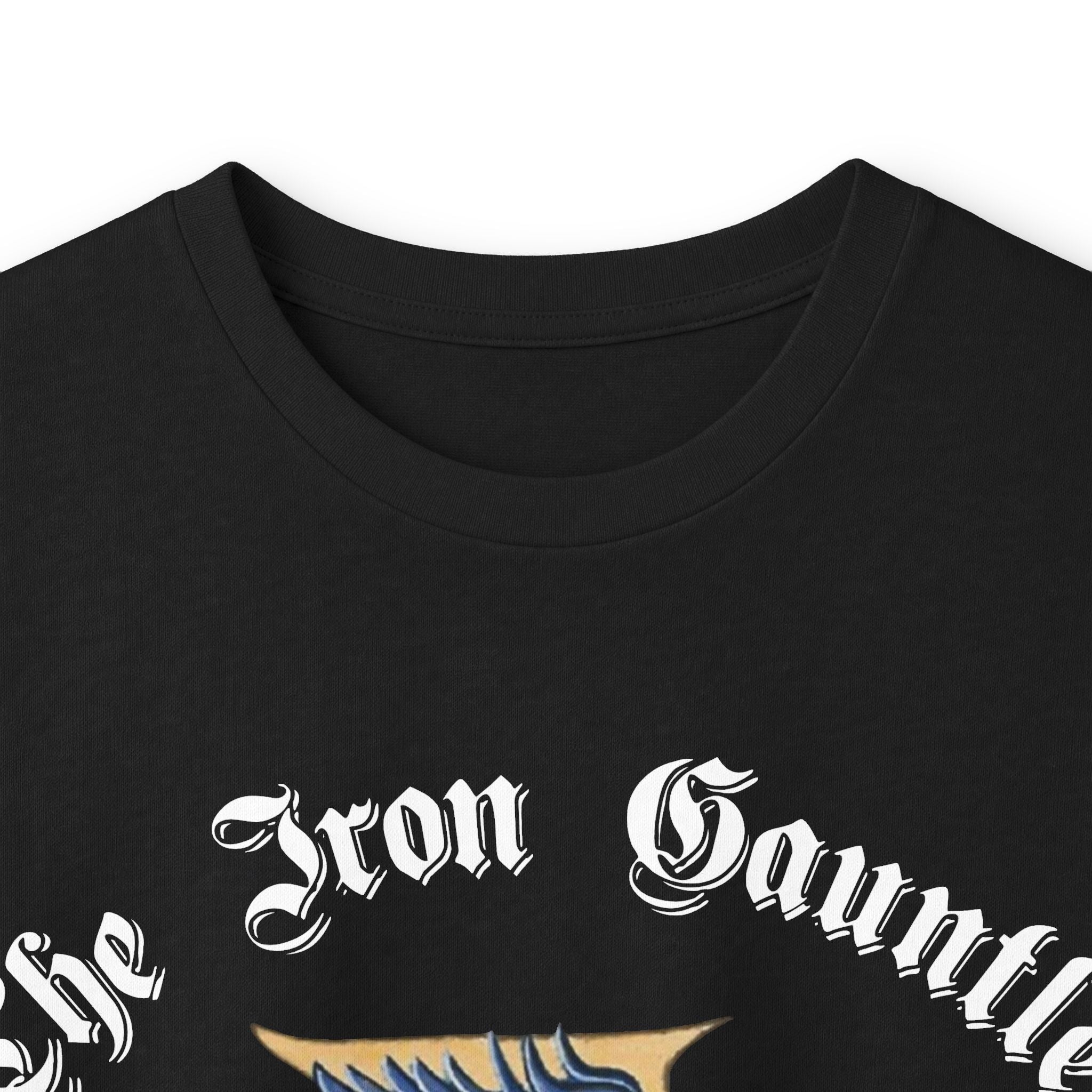 Medieval Gauntlet Long Sleeve Tee — 'The Iron Gauntlet' Dragon Crest Shirt