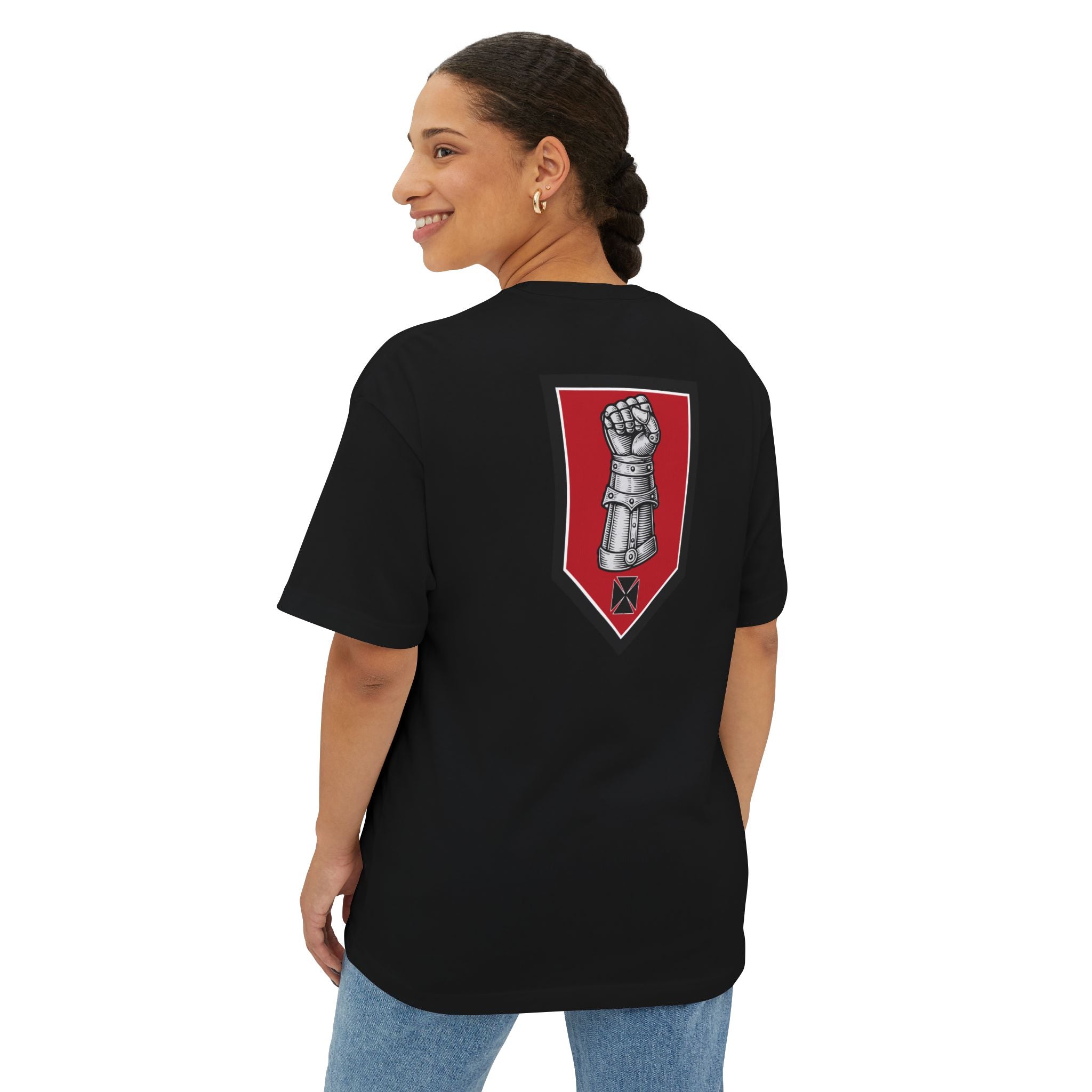 Iron Gauntlet Tee — Medieval Knight Graphic T‑Shirt (Front/Back)