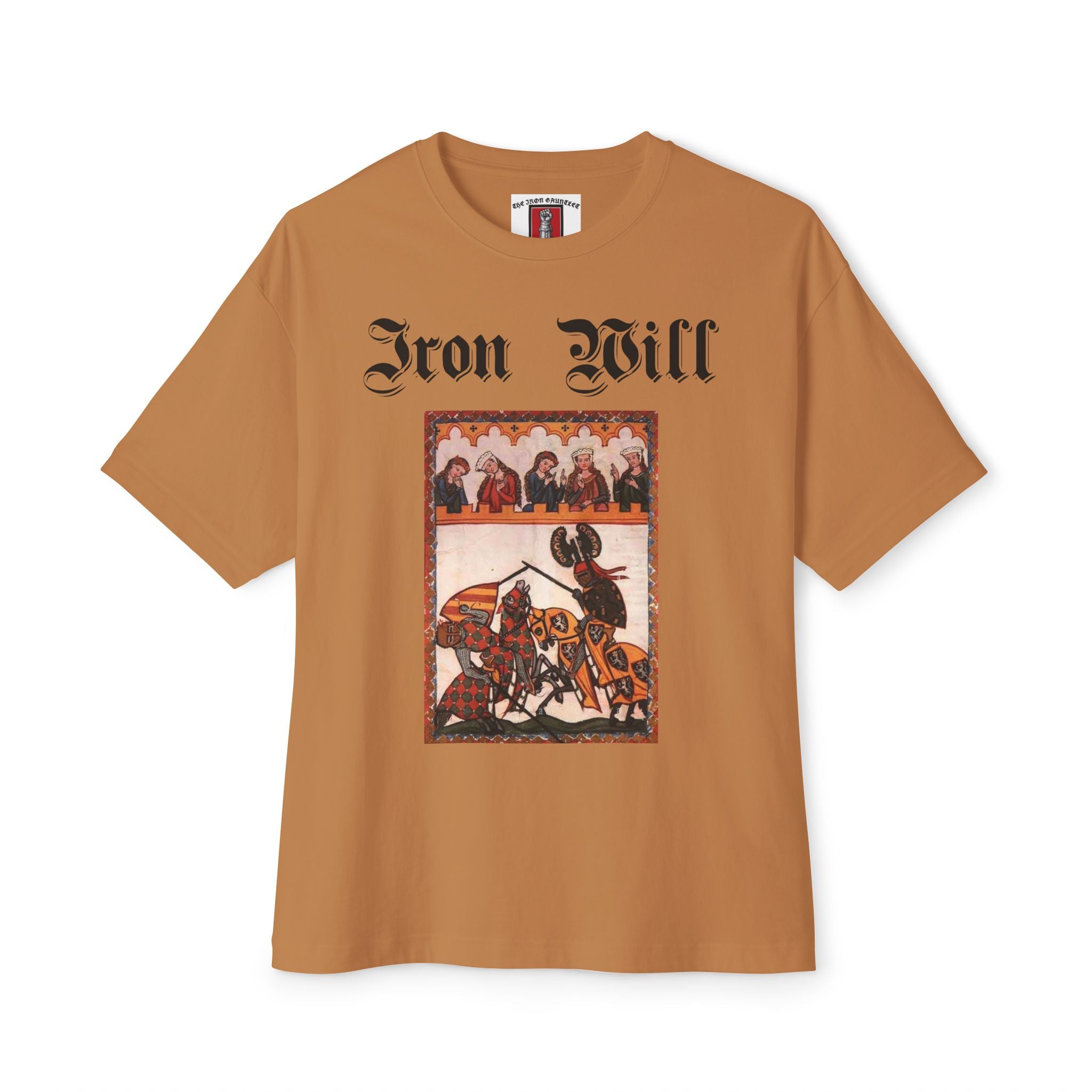 Iron Gauntlet Tee — Medieval Knight Graphic T‑Shirt (Front/Back)