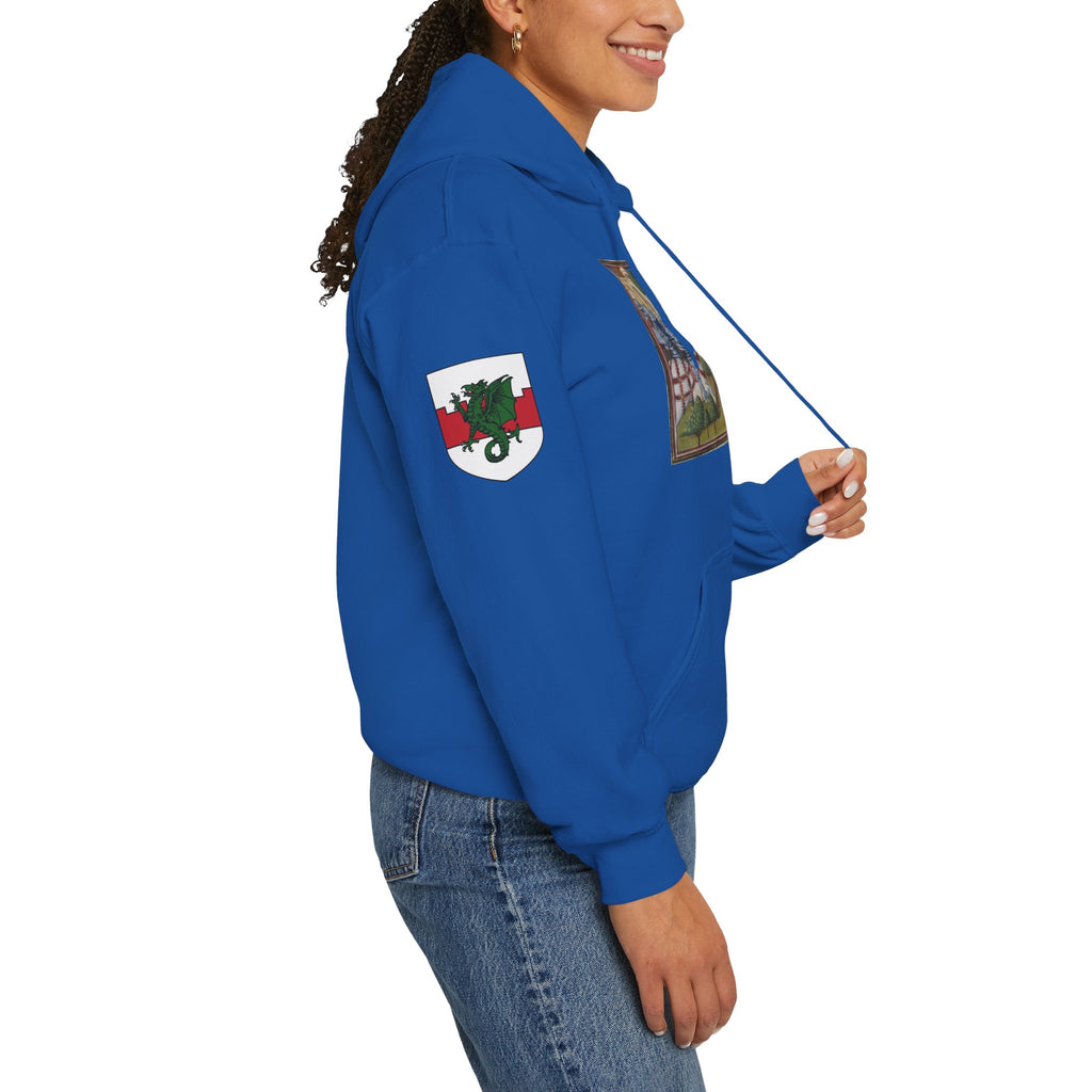 Medieval Knight Hoodie — Heraldic Fist Crest & Tapestry Art Hoodie