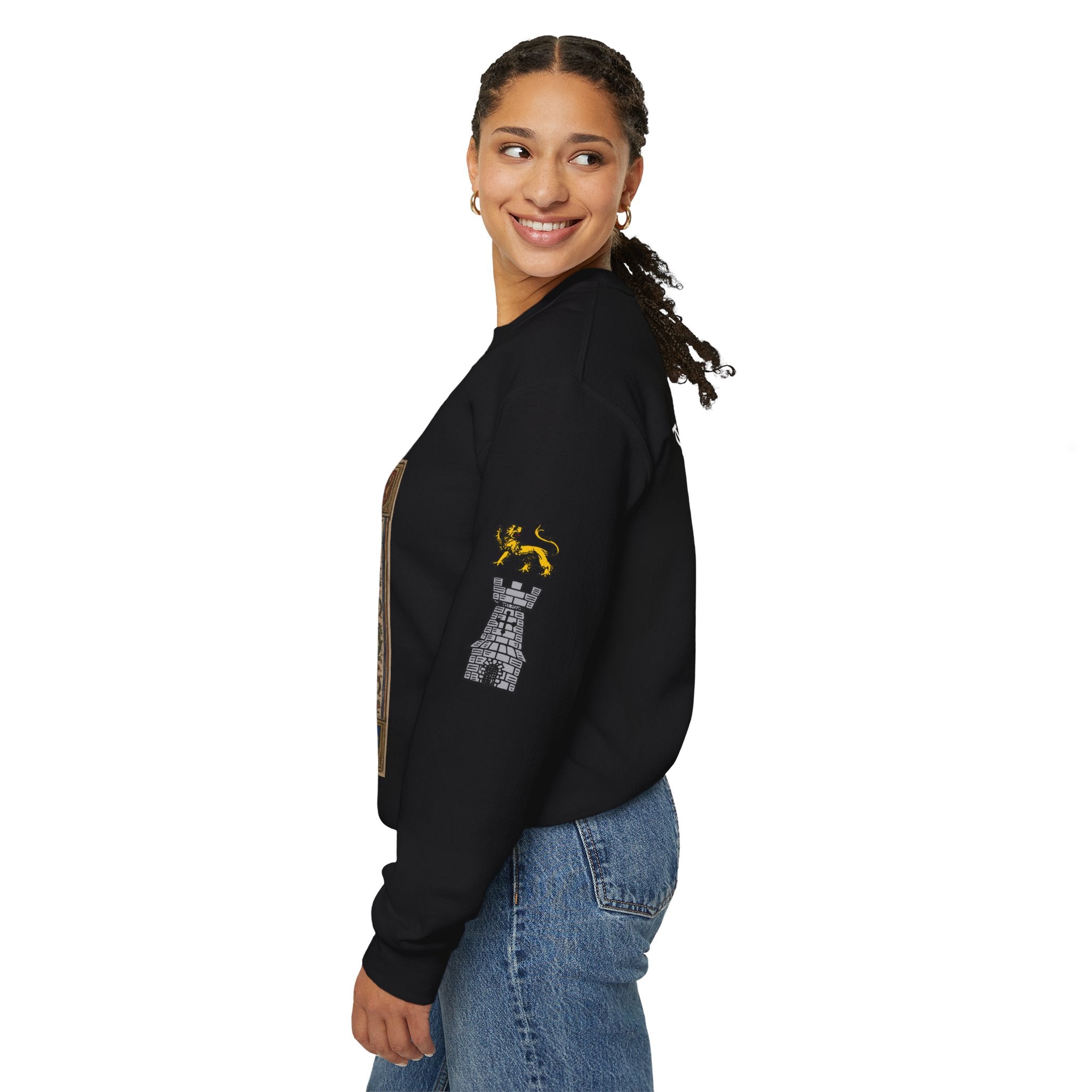 Iron Discipline Crewneck Sweatshirt — Medieval Gauntlet Graphic