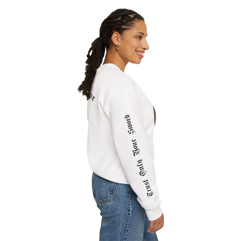 Iron Discipline Crewneck Sweatshirt — Medieval Gauntlet Graphic