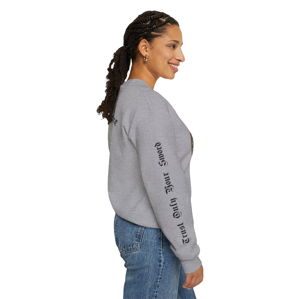 Iron Discipline Crewneck Sweatshirt — Medieval Gauntlet Graphic