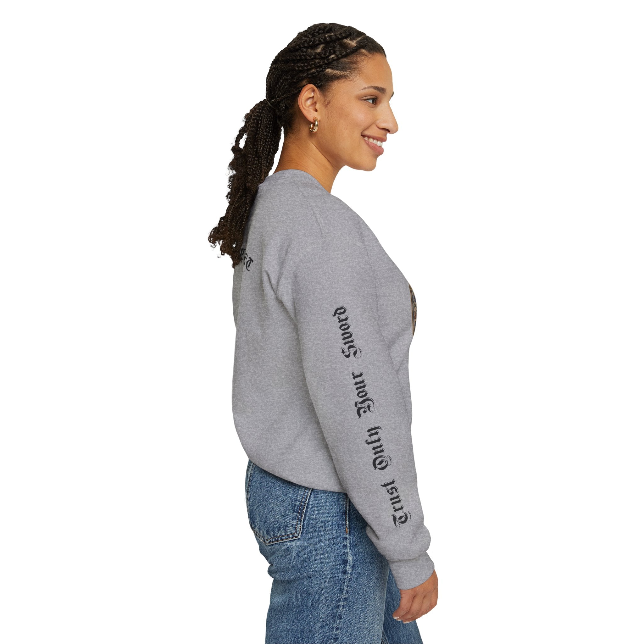 Iron Discipline Crewneck Sweatshirt — Medieval Gauntlet Graphic
