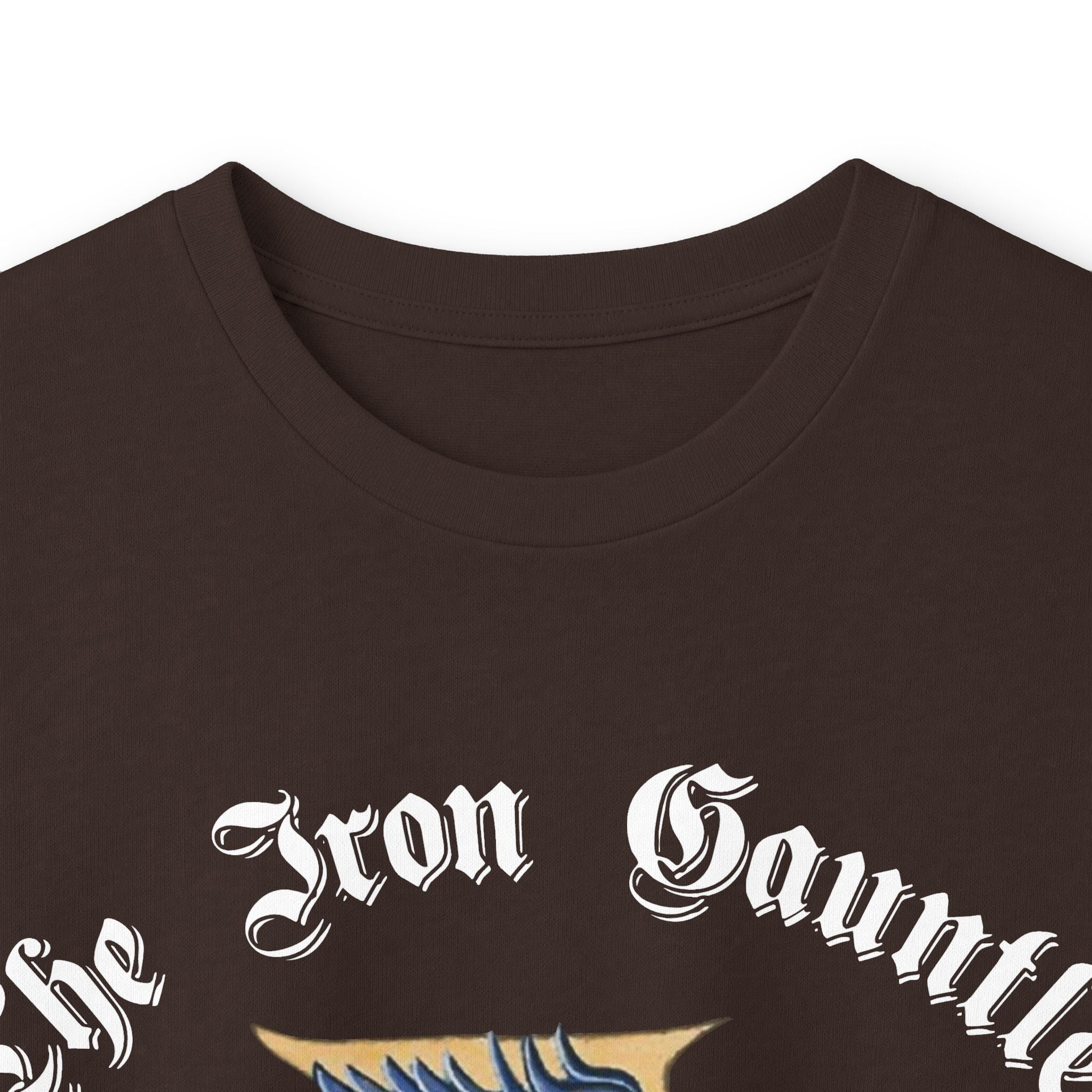 Medieval Gauntlet Long Sleeve Tee — 'The Iron Gauntlet' Dragon Crest Shirt