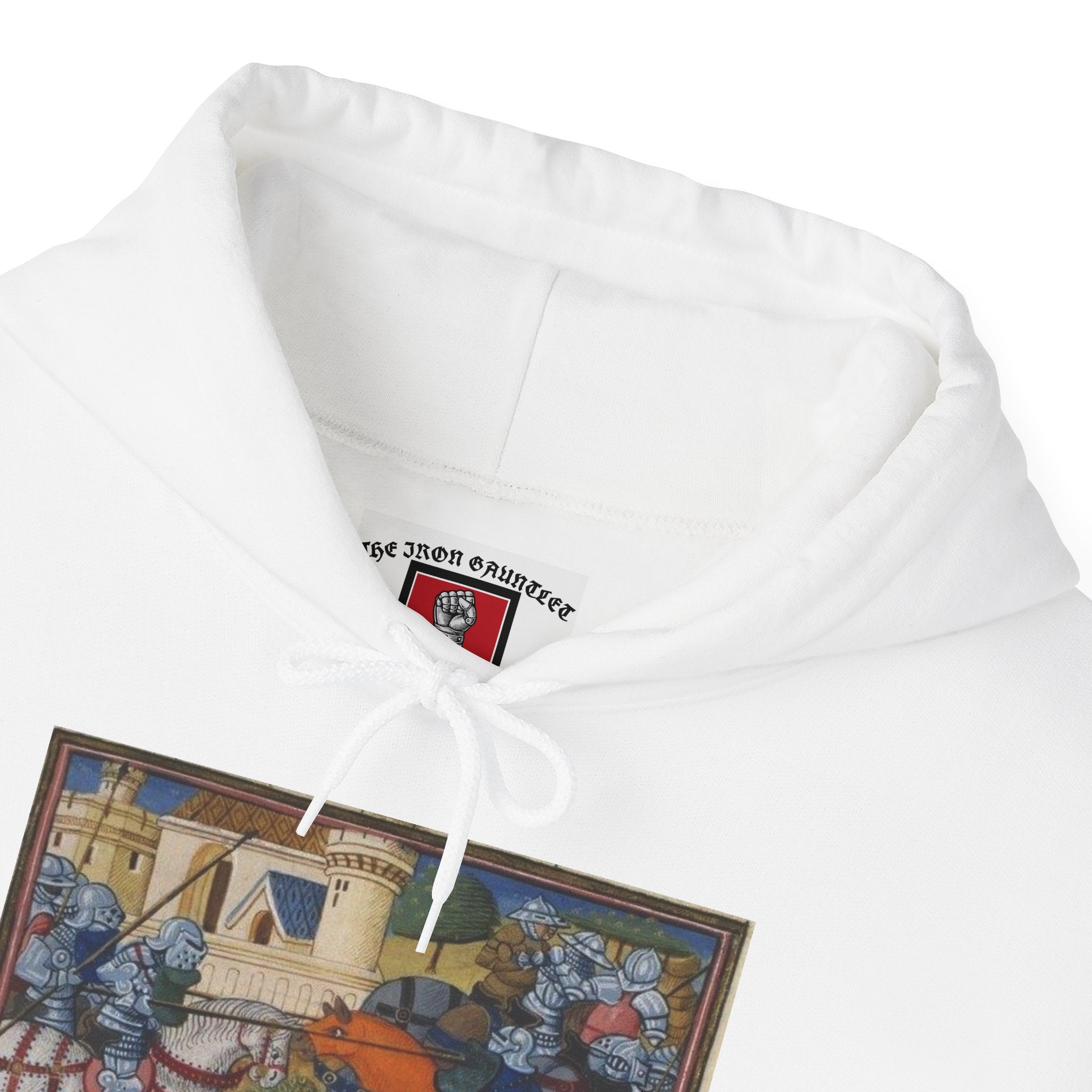 Medieval Knight Hoodie — Heraldic Fist Crest & Tapestry Art Hoodie
