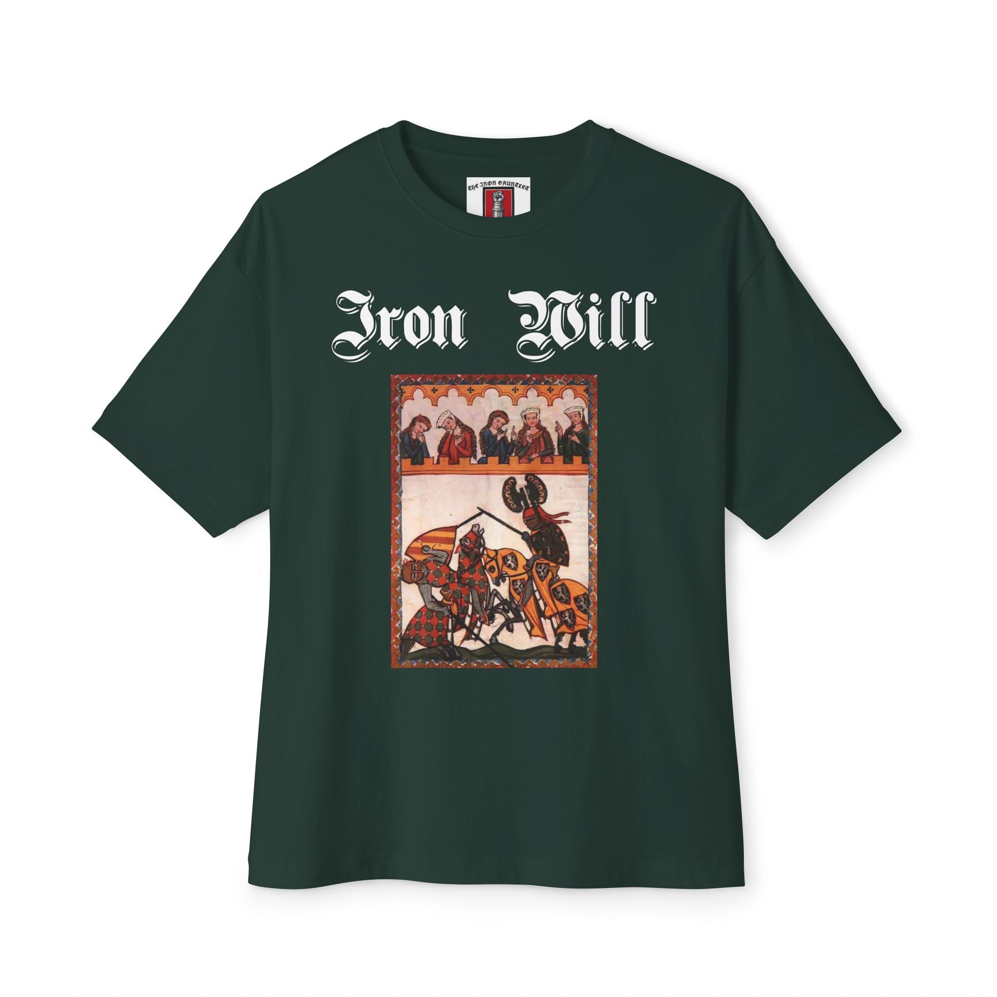 Iron Gauntlet Tee — Medieval Knight Graphic T‑Shirt (Front/Back)