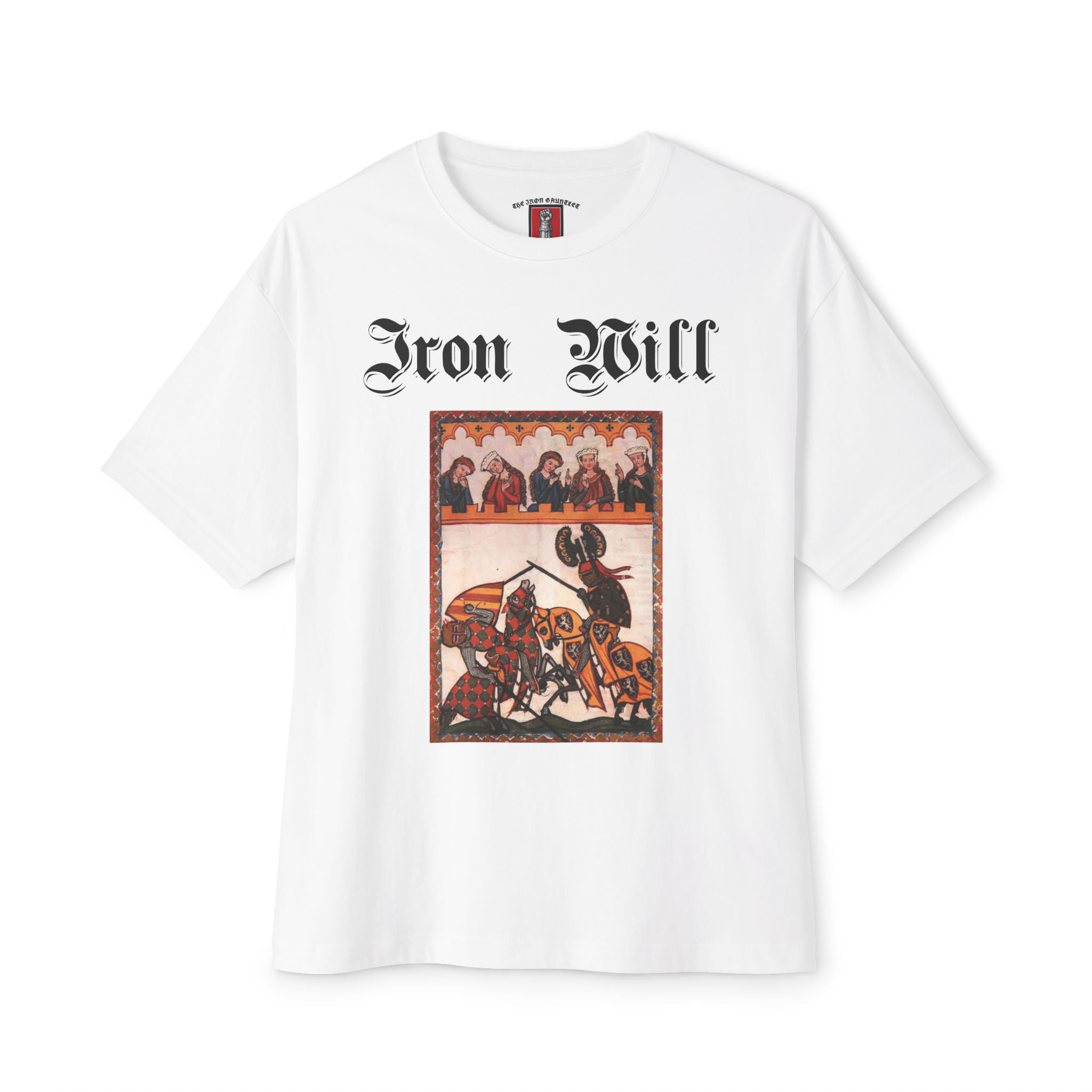 Iron Gauntlet Tee — Medieval Knight Graphic T‑Shirt (Front/Back)