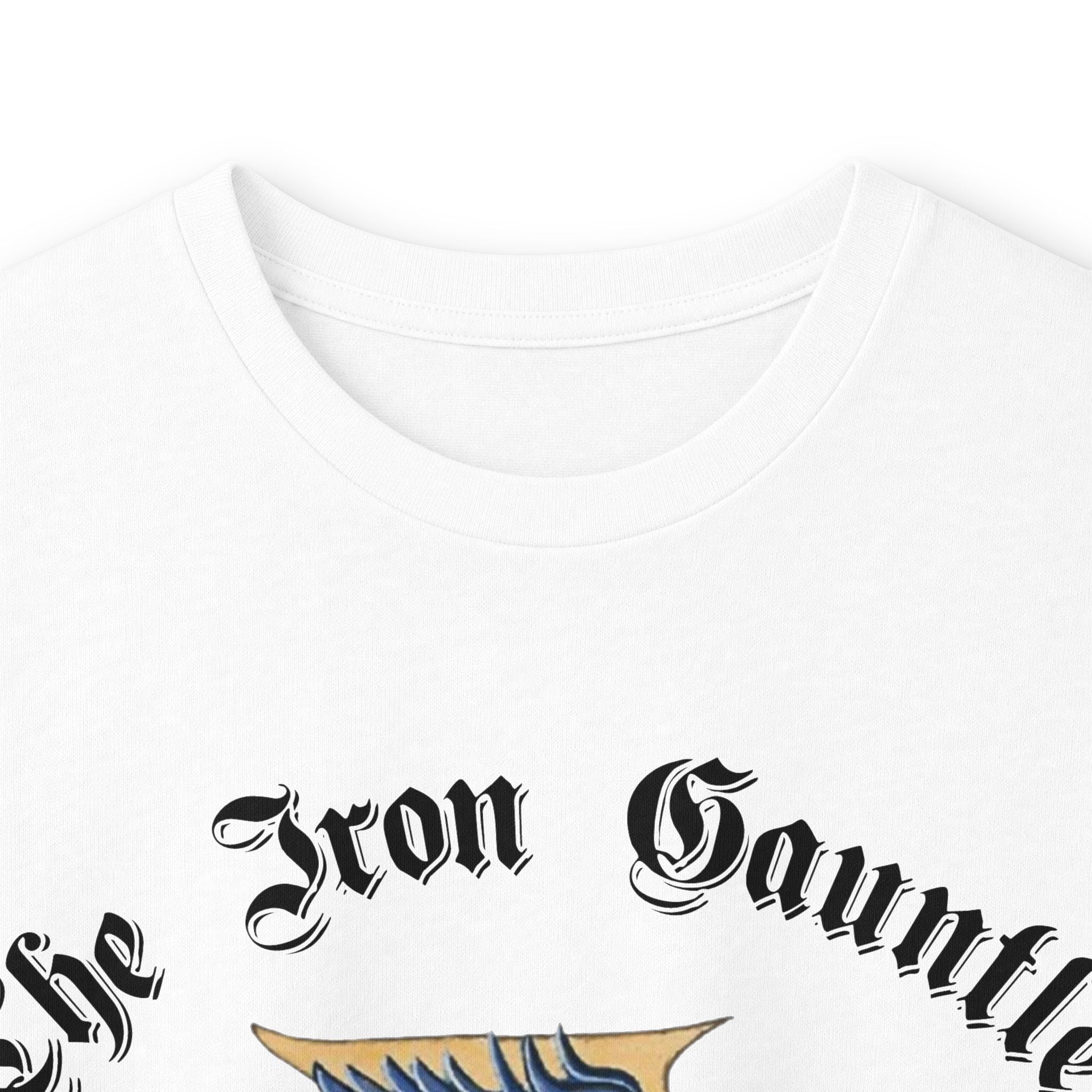 Medieval Gauntlet Long Sleeve Tee — 'The Iron Gauntlet' Dragon Crest Shirt
