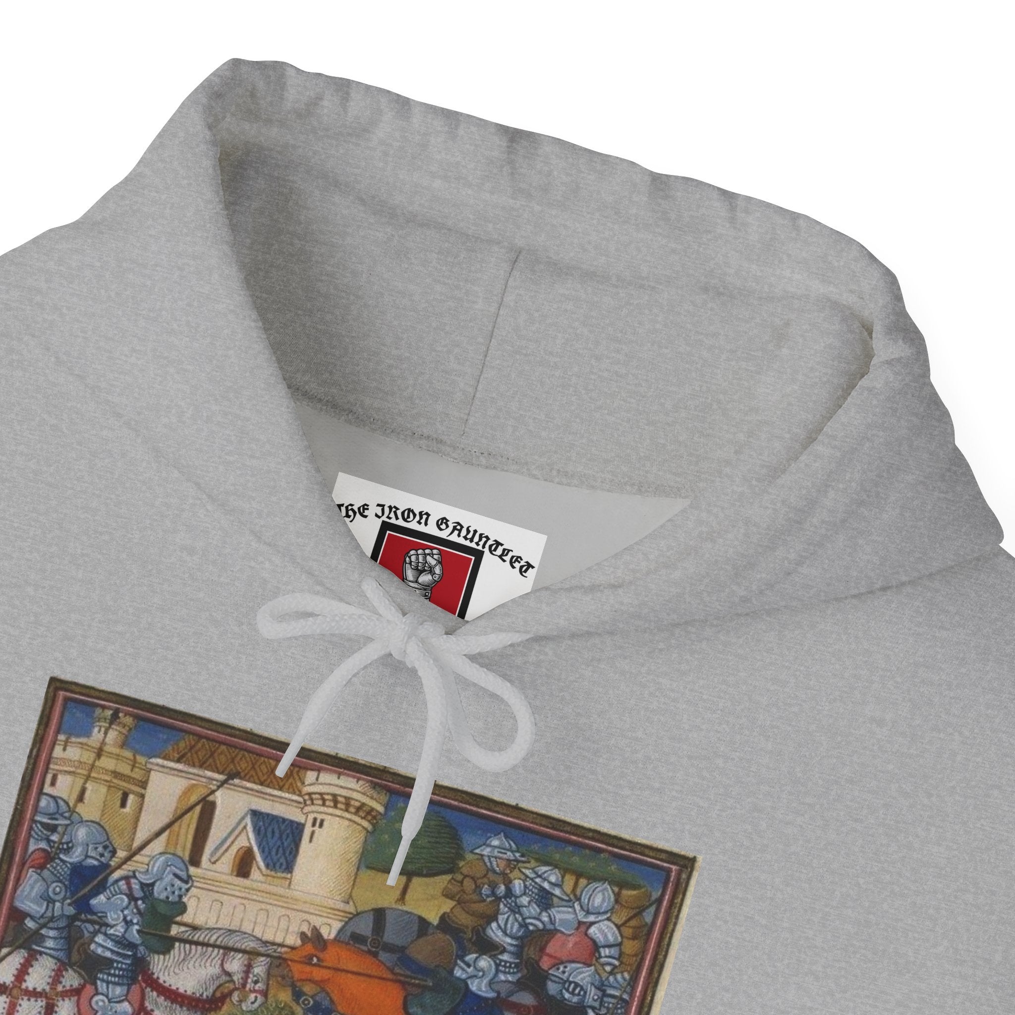 Medieval Knight Hoodie — Heraldic Fist Crest & Tapestry Art Hoodie