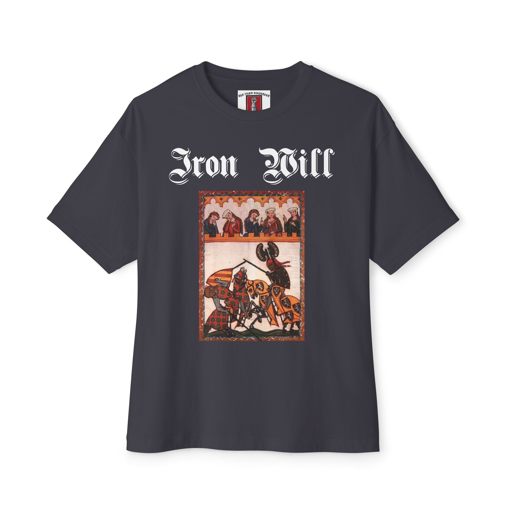 Iron Gauntlet Tee — Medieval Knight Graphic T‑Shirt (Front/Back)