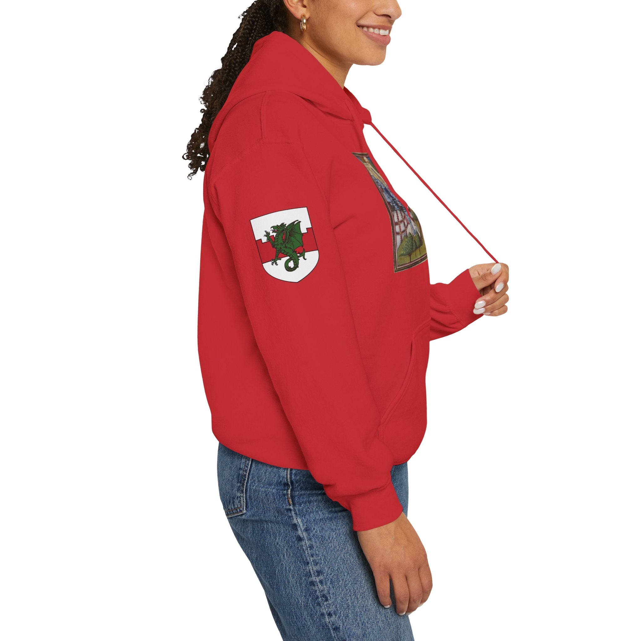 Medieval Knight Hoodie — Heraldic Fist Crest & Tapestry Art Hoodie