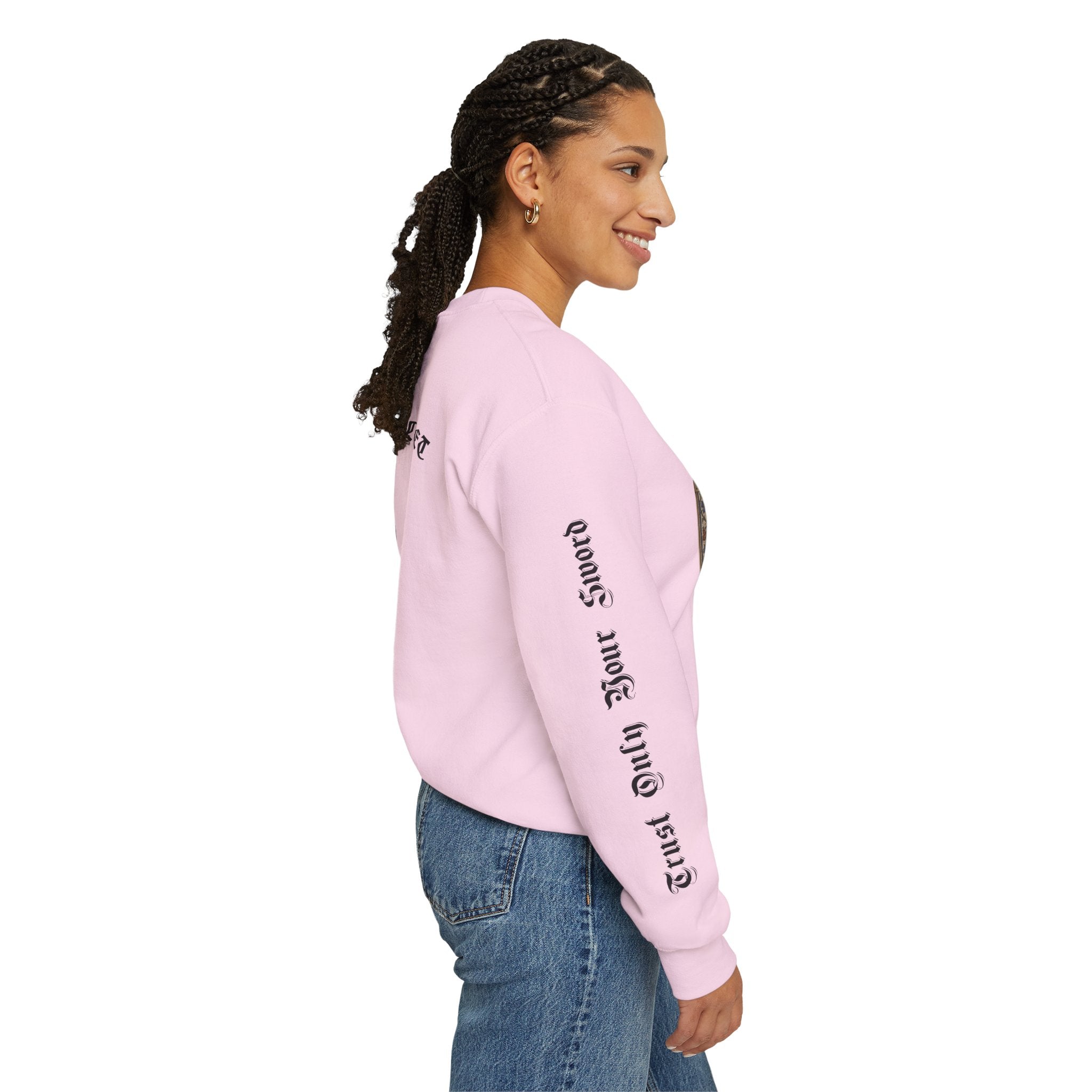 Iron Discipline Crewneck Sweatshirt — Medieval Gauntlet Graphic