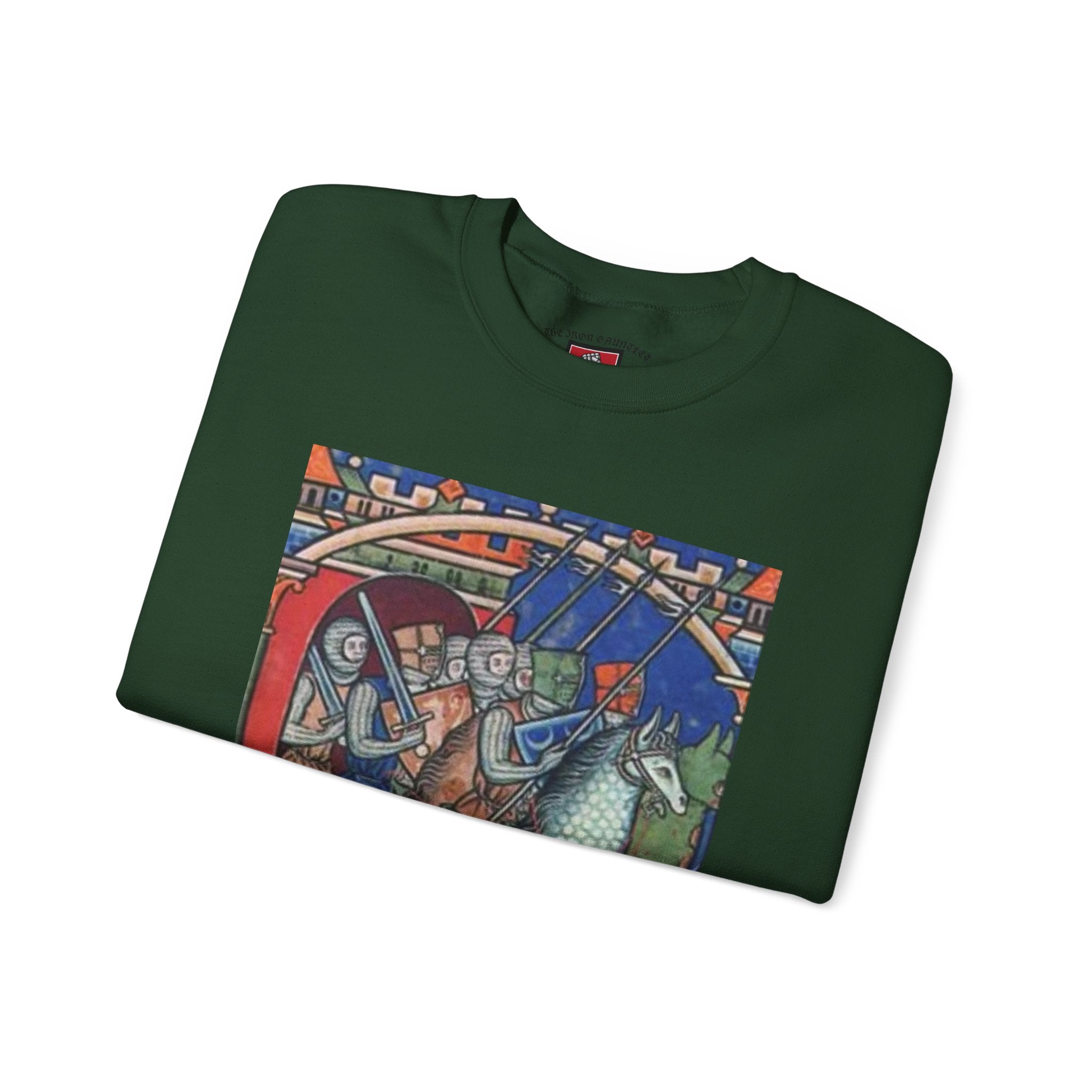 Medieval Knight Crewneck Sweatshirt — 'The Iron Gauntlet' Graphic