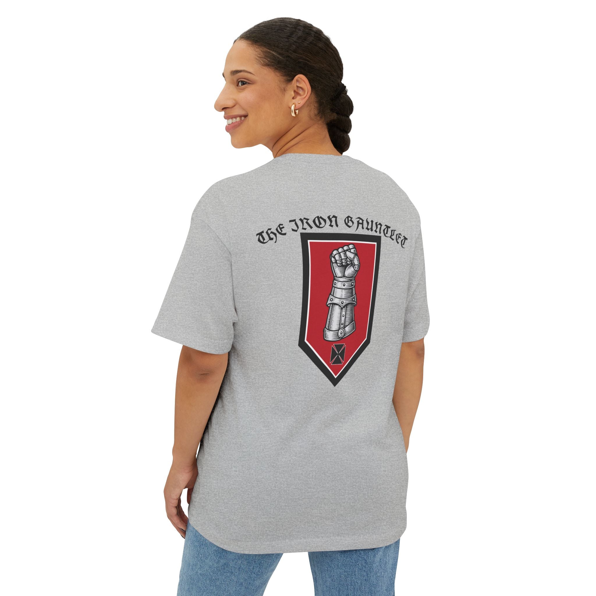Iron Gauntlet Tee — Medieval Knight Graphic T‑Shirt (Front/Back)