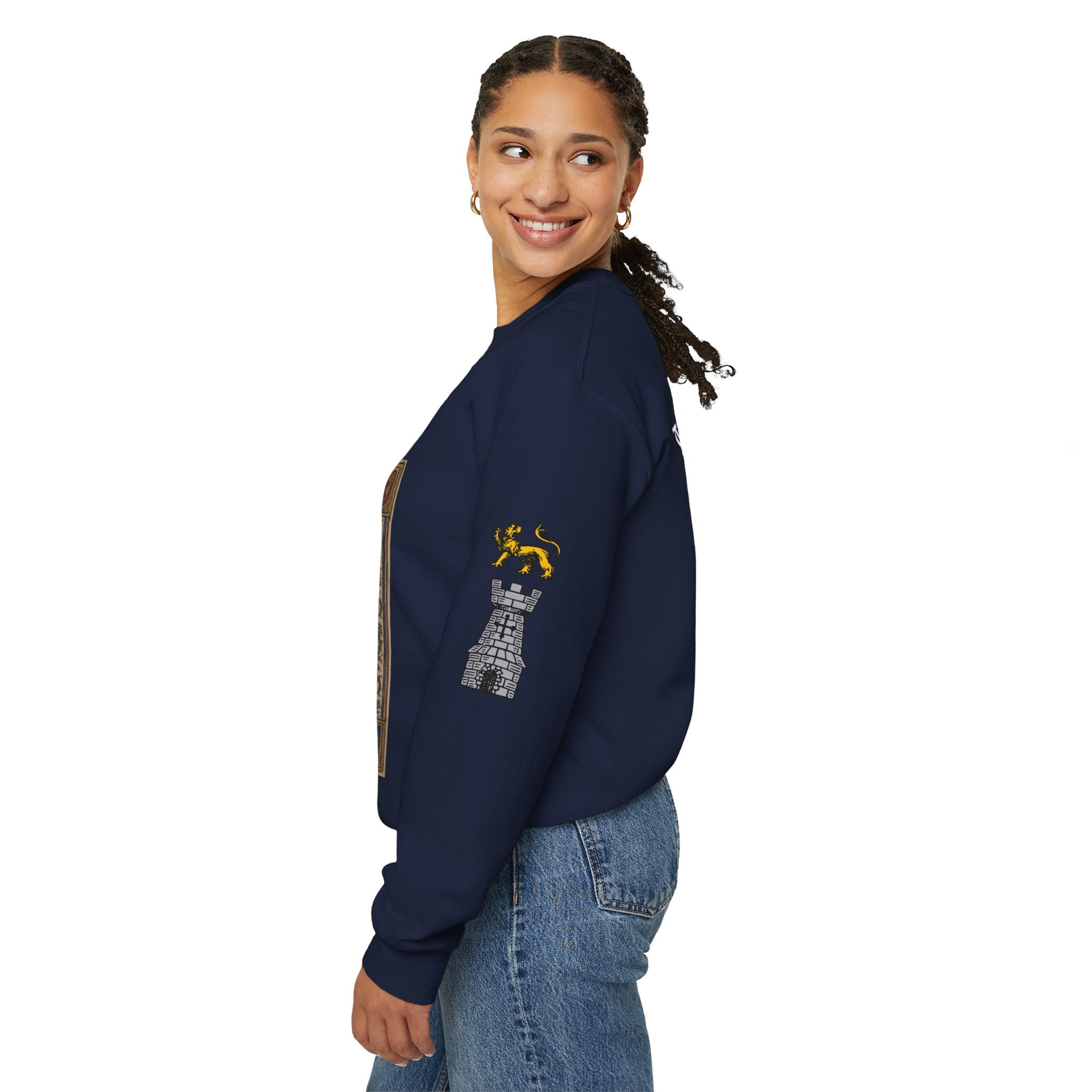 Iron Discipline Crewneck Sweatshirt — Medieval Gauntlet Graphic