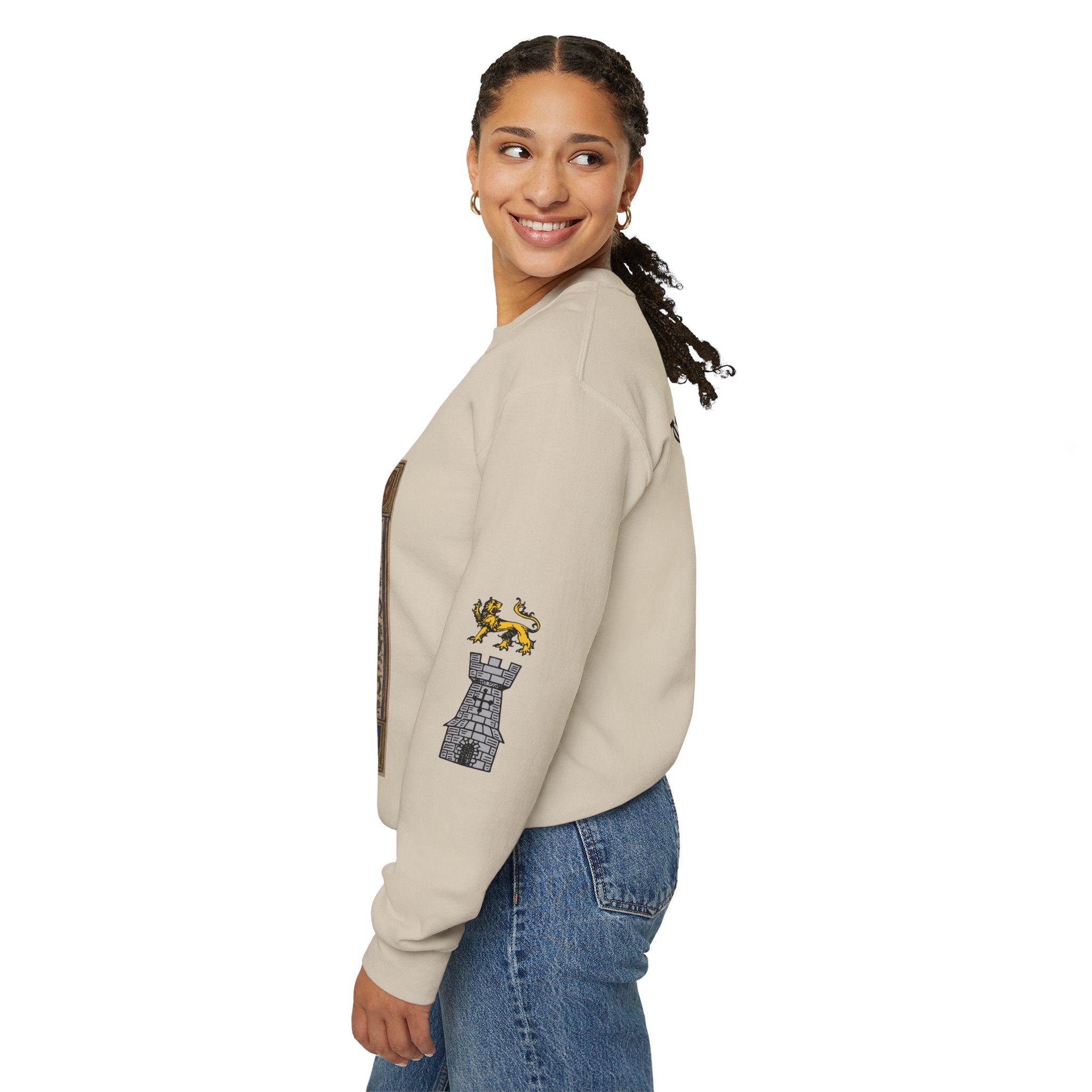 Iron Discipline Crewneck Sweatshirt — Medieval Gauntlet Graphic