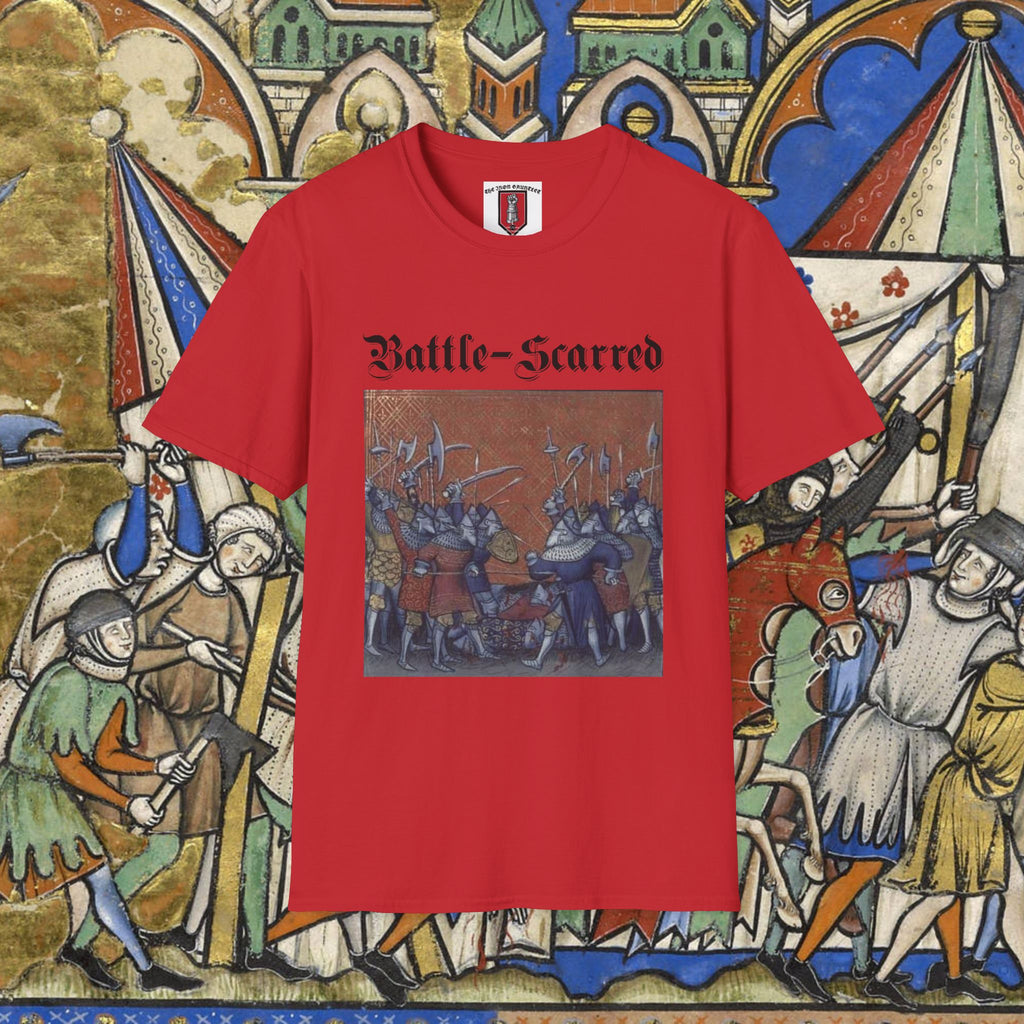 Battle-Scarred T-Shirt — Vintage Medieval Armor Graphic Tee
