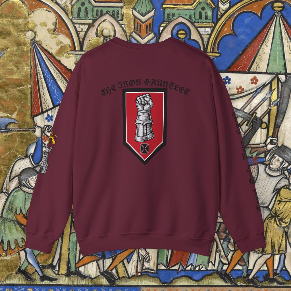 Iron Discipline Crewneck Sweatshirt — Medieval Gauntlet Graphic