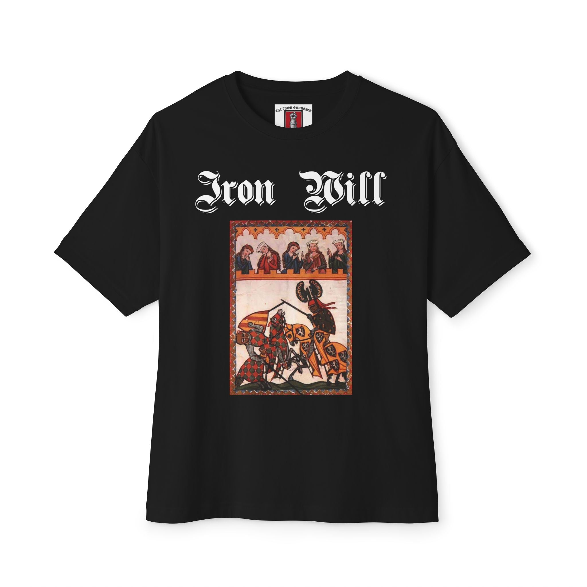Iron Gauntlet Tee — Medieval Knight Graphic T‑Shirt (Front/Back)