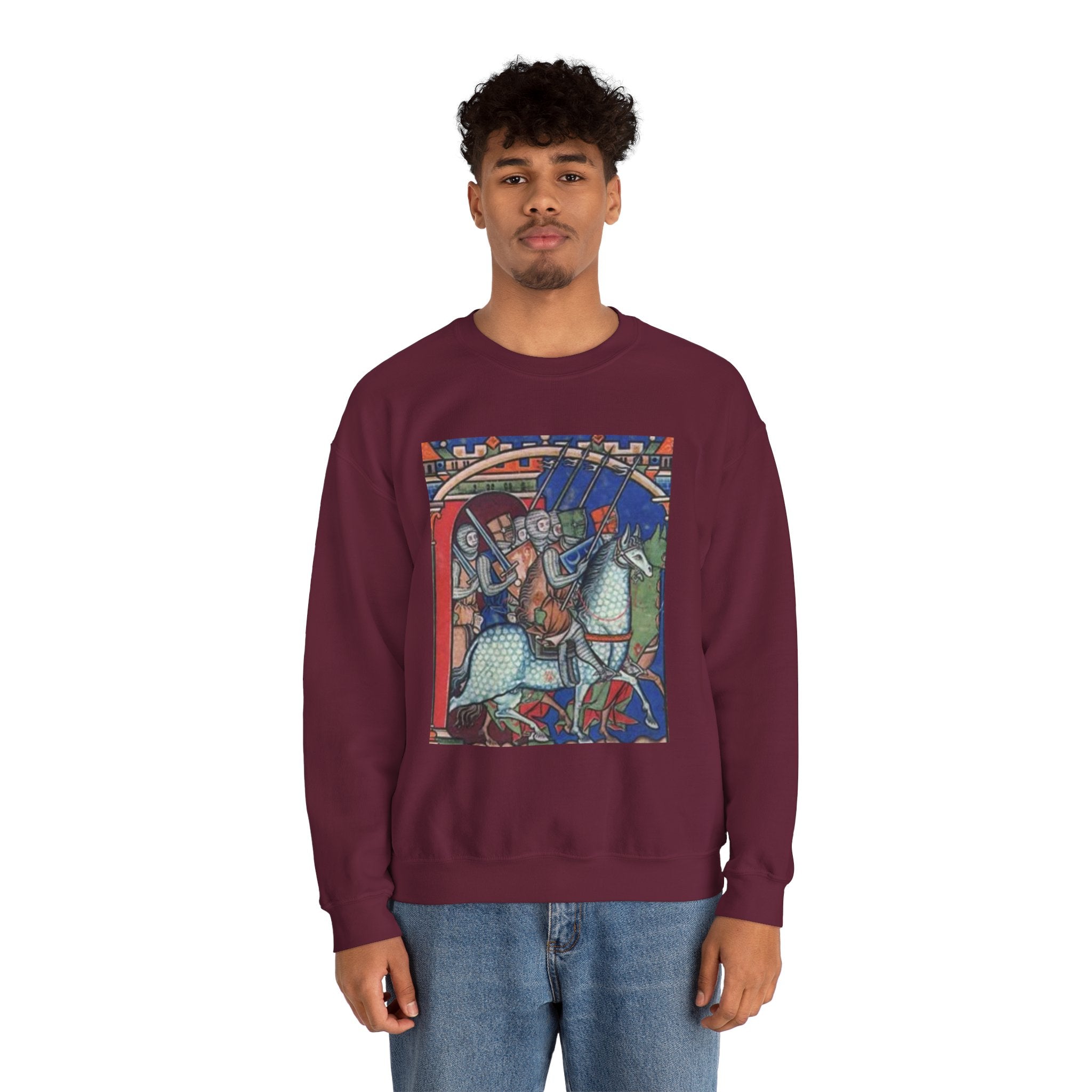 Medieval Knight Crewneck Sweatshirt — 'The Iron Gauntlet' Graphic