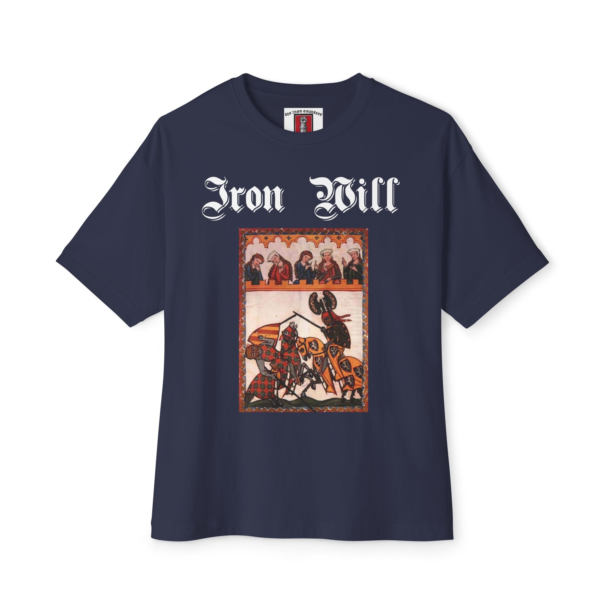 Iron Gauntlet Tee — Medieval Knight Graphic T‑Shirt (Front/Back)