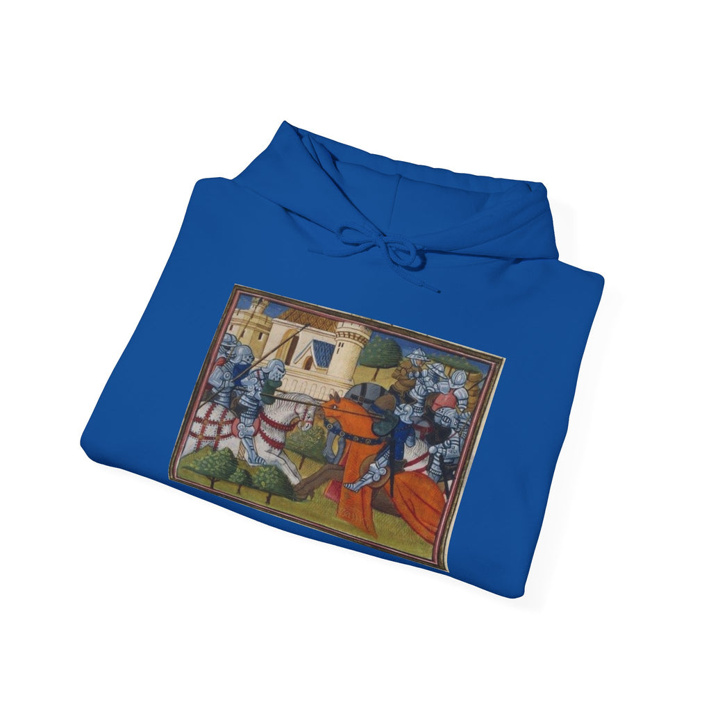 Medieval Knight Hoodie — Heraldic Fist Crest & Tapestry Art Hoodie