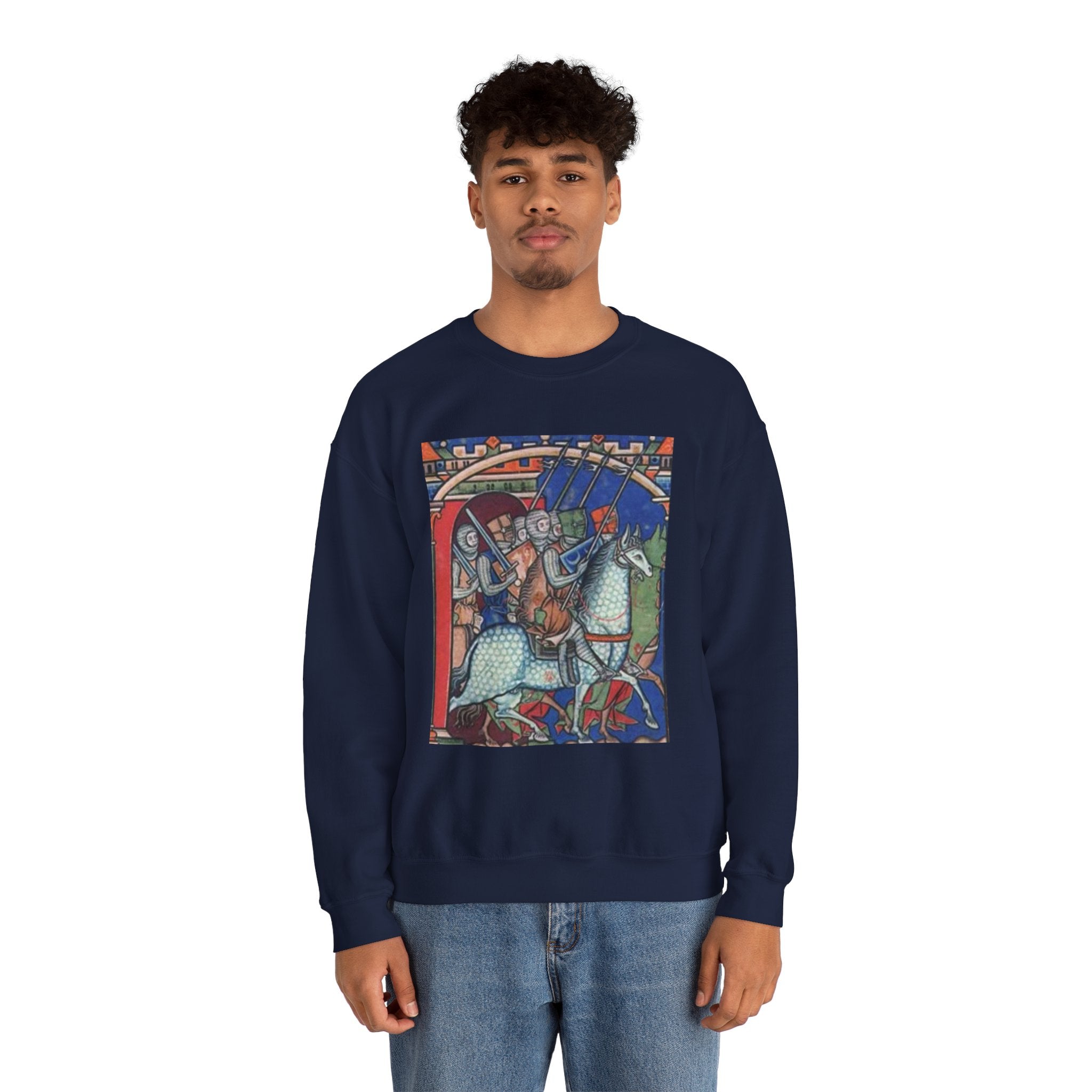 Medieval Knight Crewneck Sweatshirt — 'The Iron Gauntlet' Graphic
