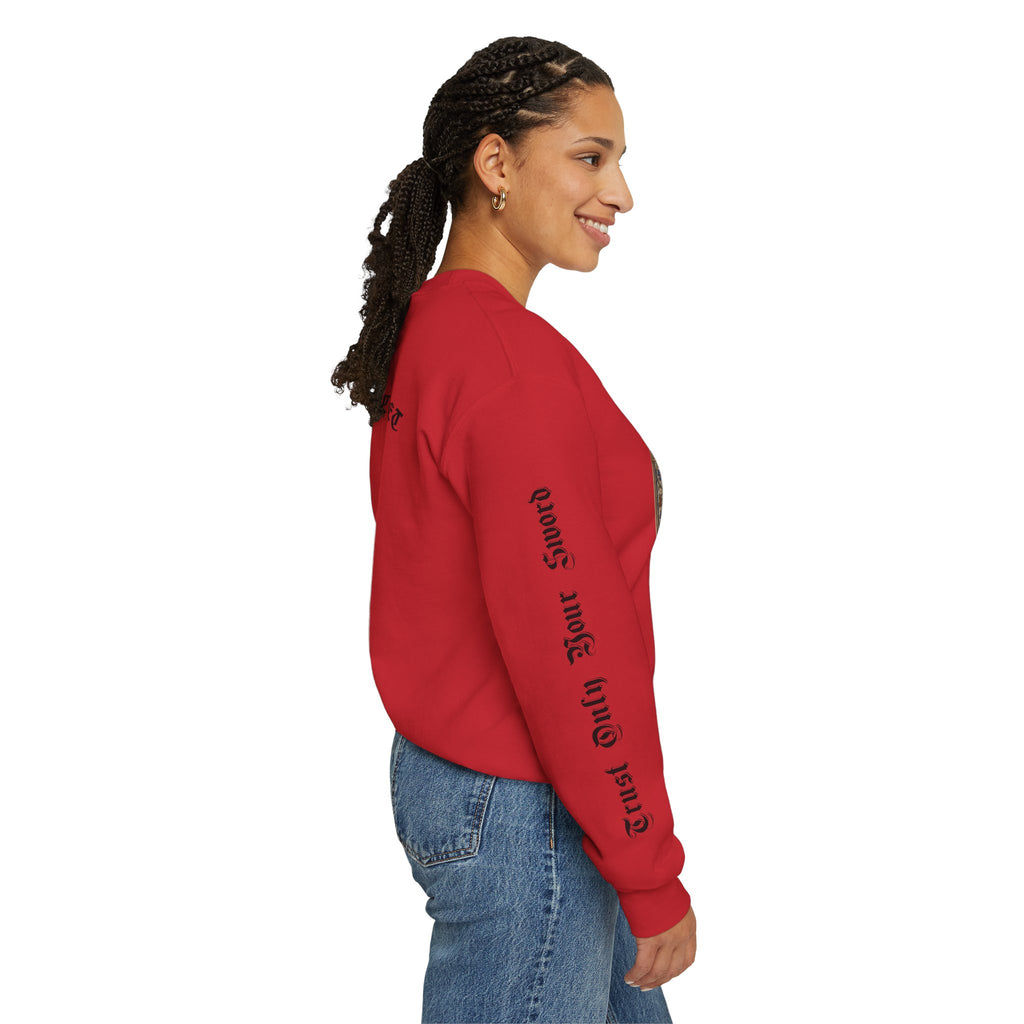 Iron Discipline Crewneck Sweatshirt — Medieval Gauntlet Graphic