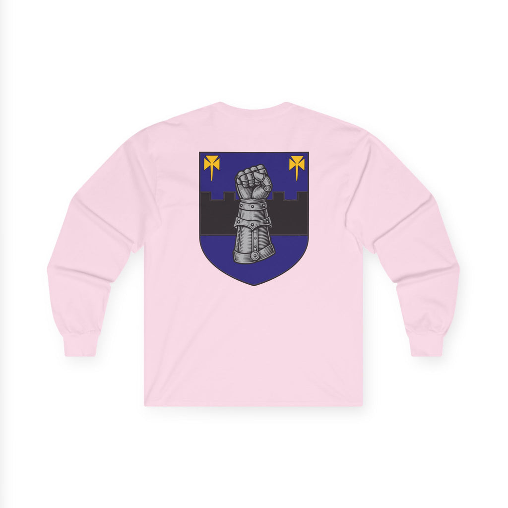 Medieval Gauntlet Long Sleeve Tee — 'The Iron Gauntlet' Dragon Crest Shirt