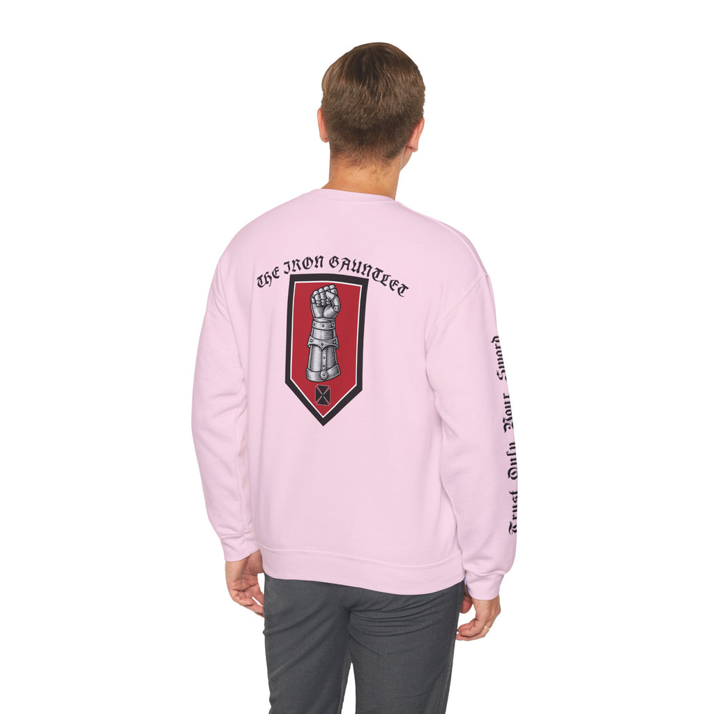 Iron Discipline Crewneck Sweatshirt — Medieval Gauntlet Graphic