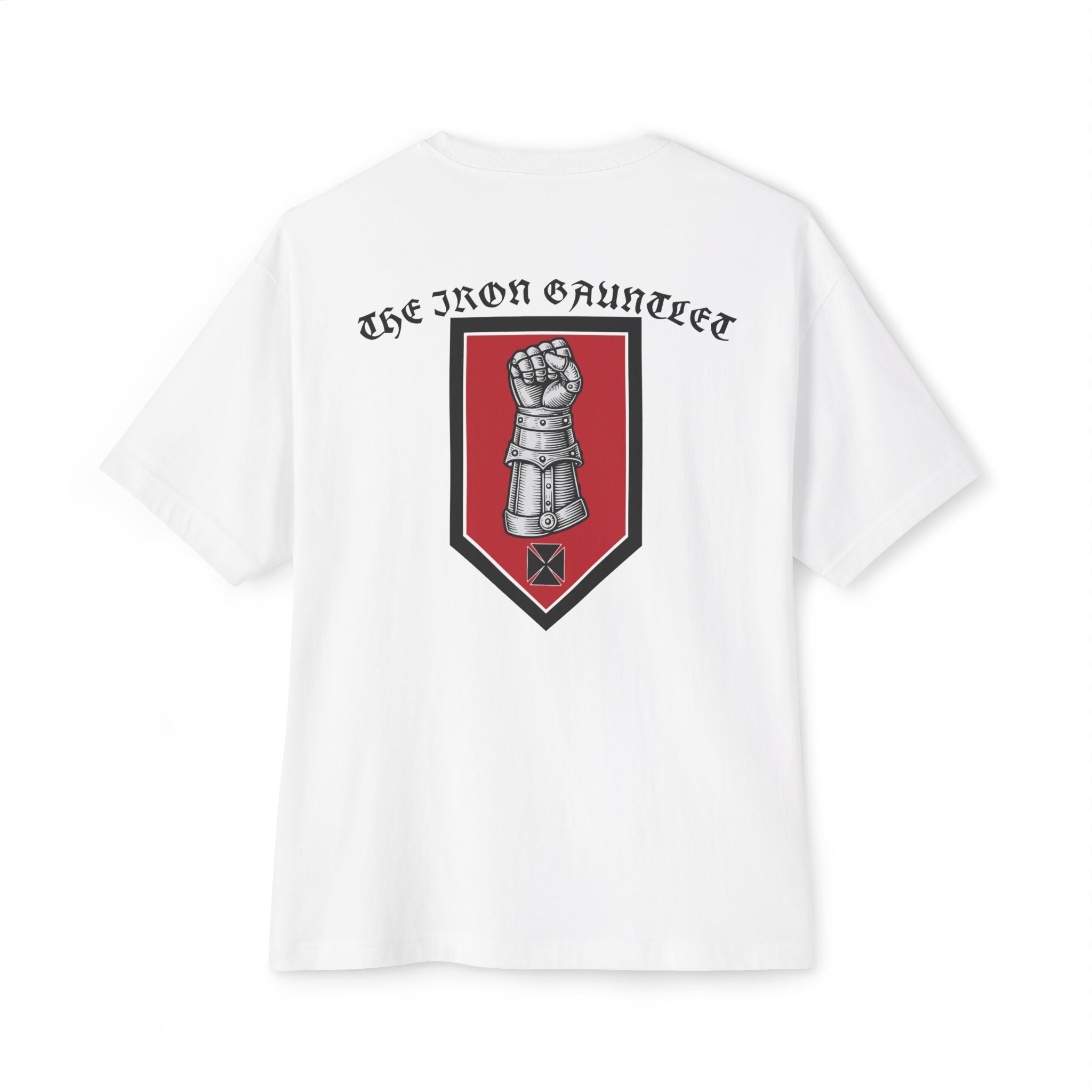 Iron Gauntlet Tee — Medieval Knight Graphic T‑Shirt (Front/Back)