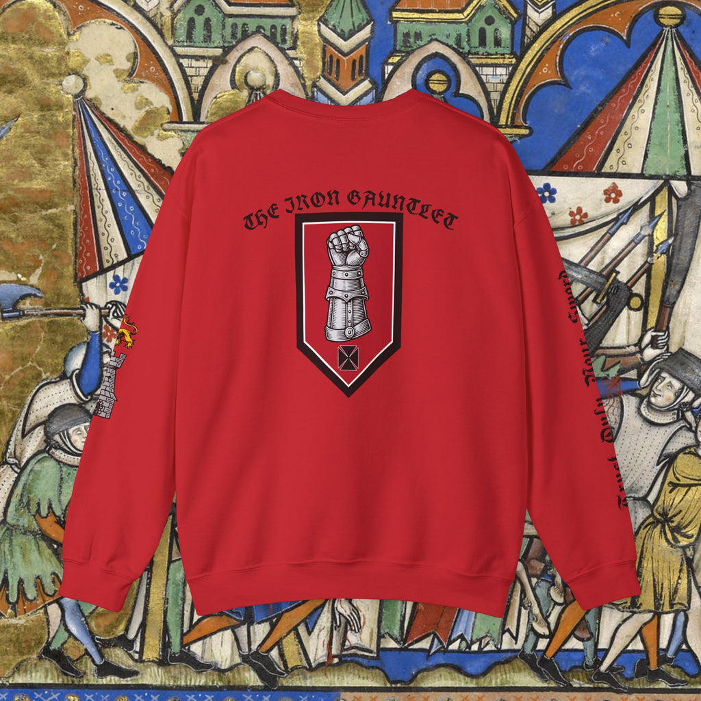 Iron Discipline Crewneck Sweatshirt — Medieval Gauntlet Graphic