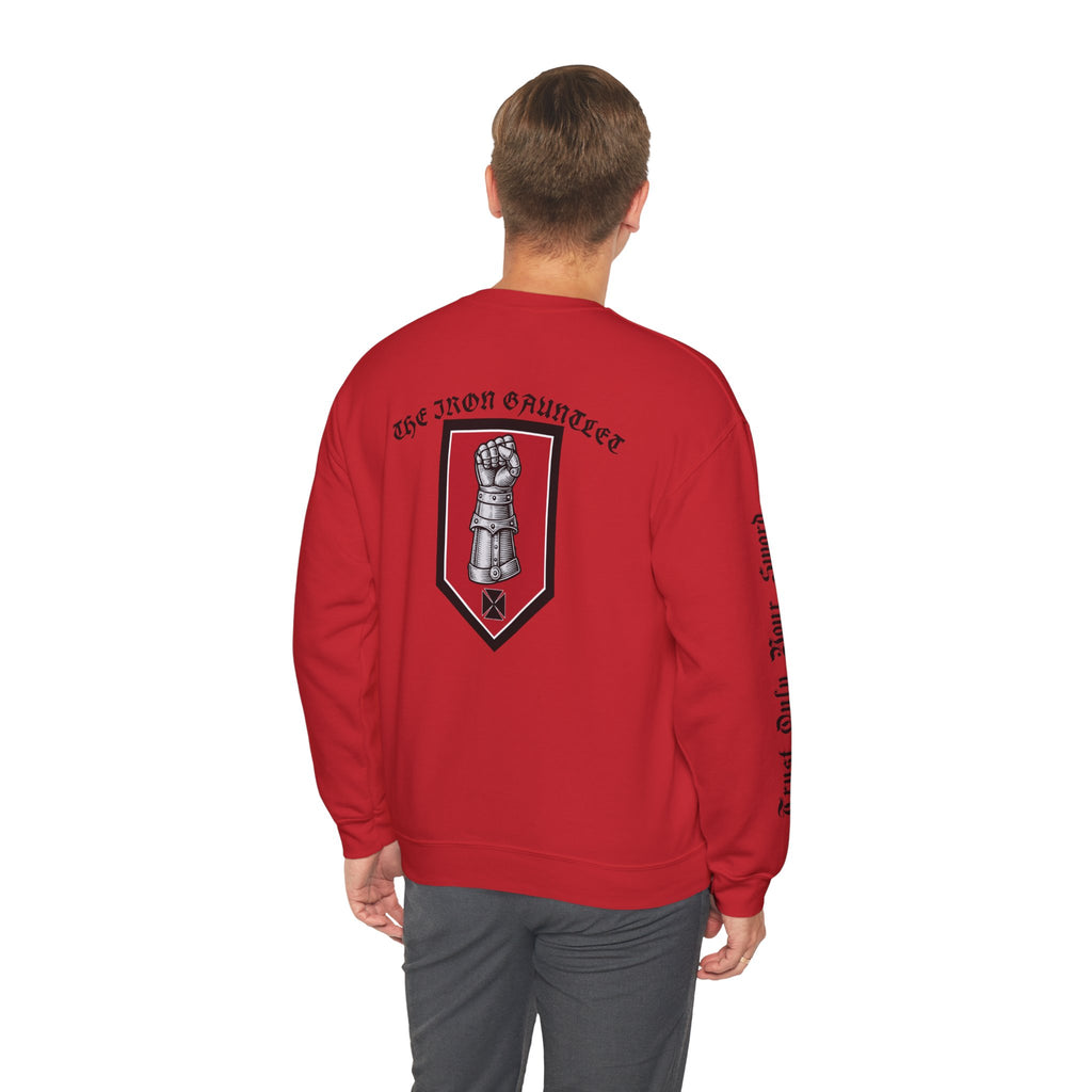 Iron Discipline Crewneck Sweatshirt — Medieval Gauntlet Graphic