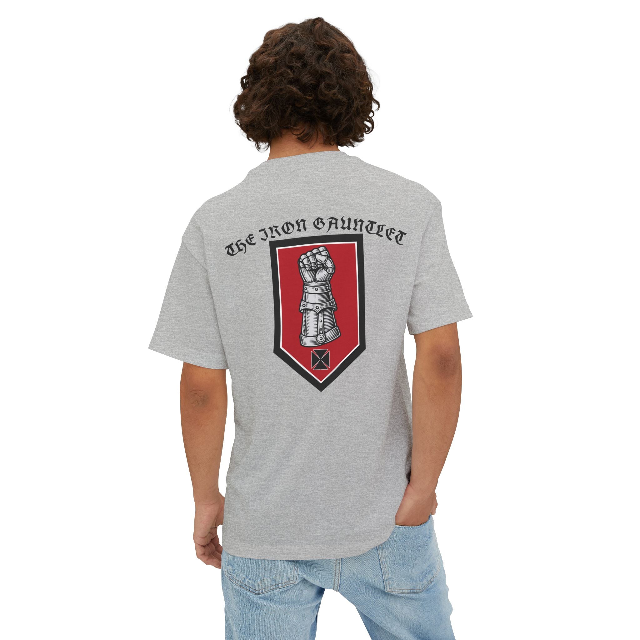 Iron Gauntlet Tee — Medieval Knight Graphic T‑Shirt (Front/Back)