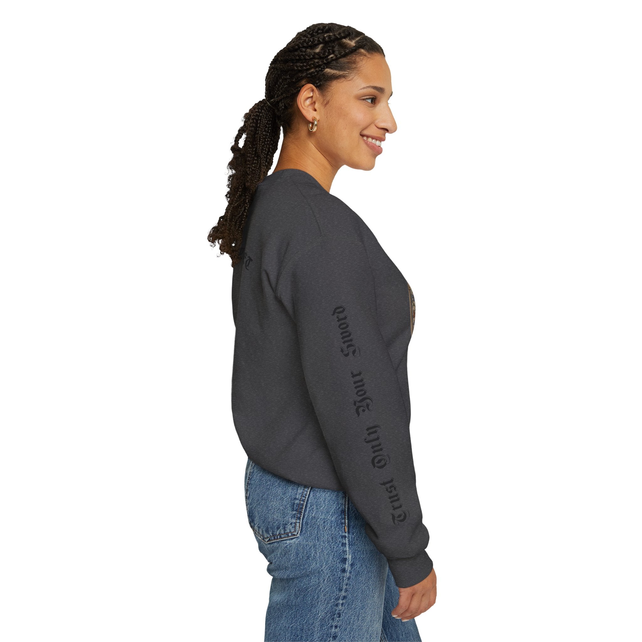 Iron Discipline Crewneck Sweatshirt — Medieval Gauntlet Graphic