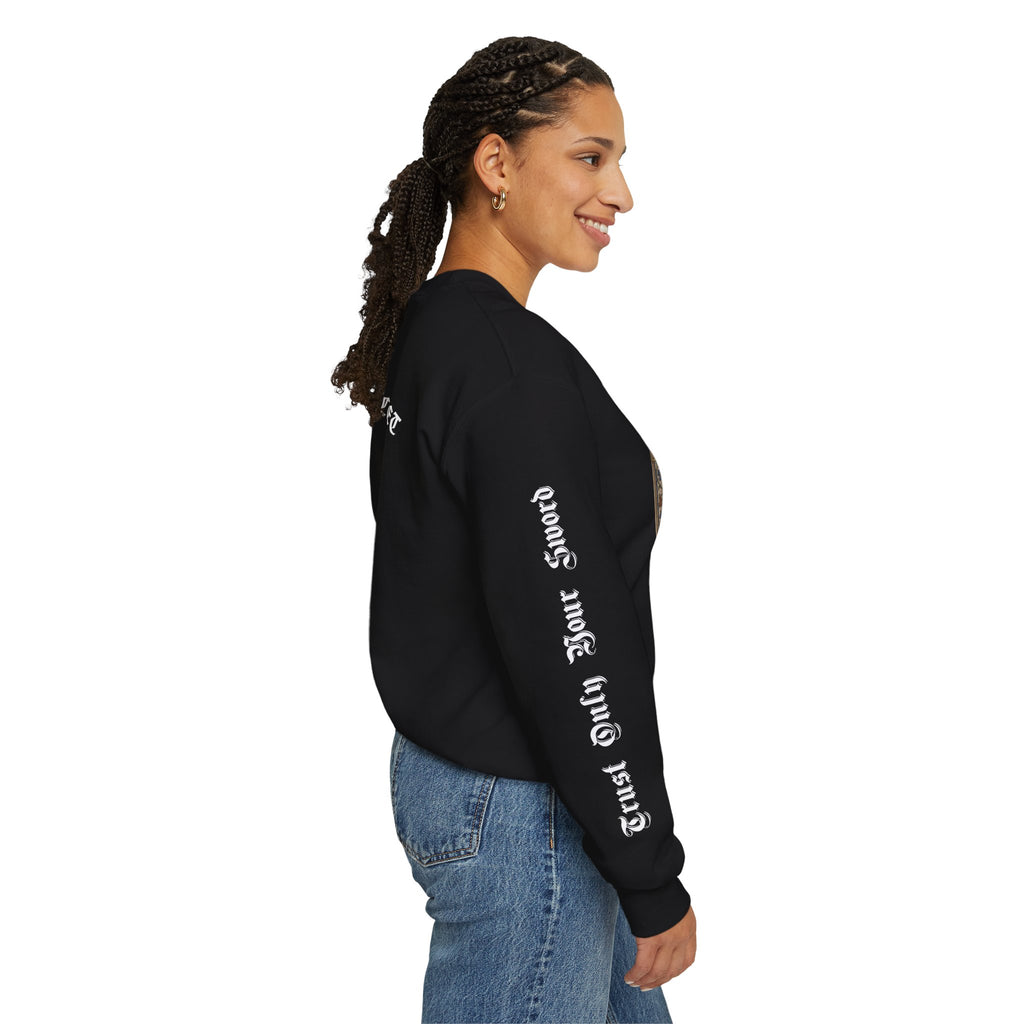 Iron Discipline Crewneck Sweatshirt — Medieval Gauntlet Graphic