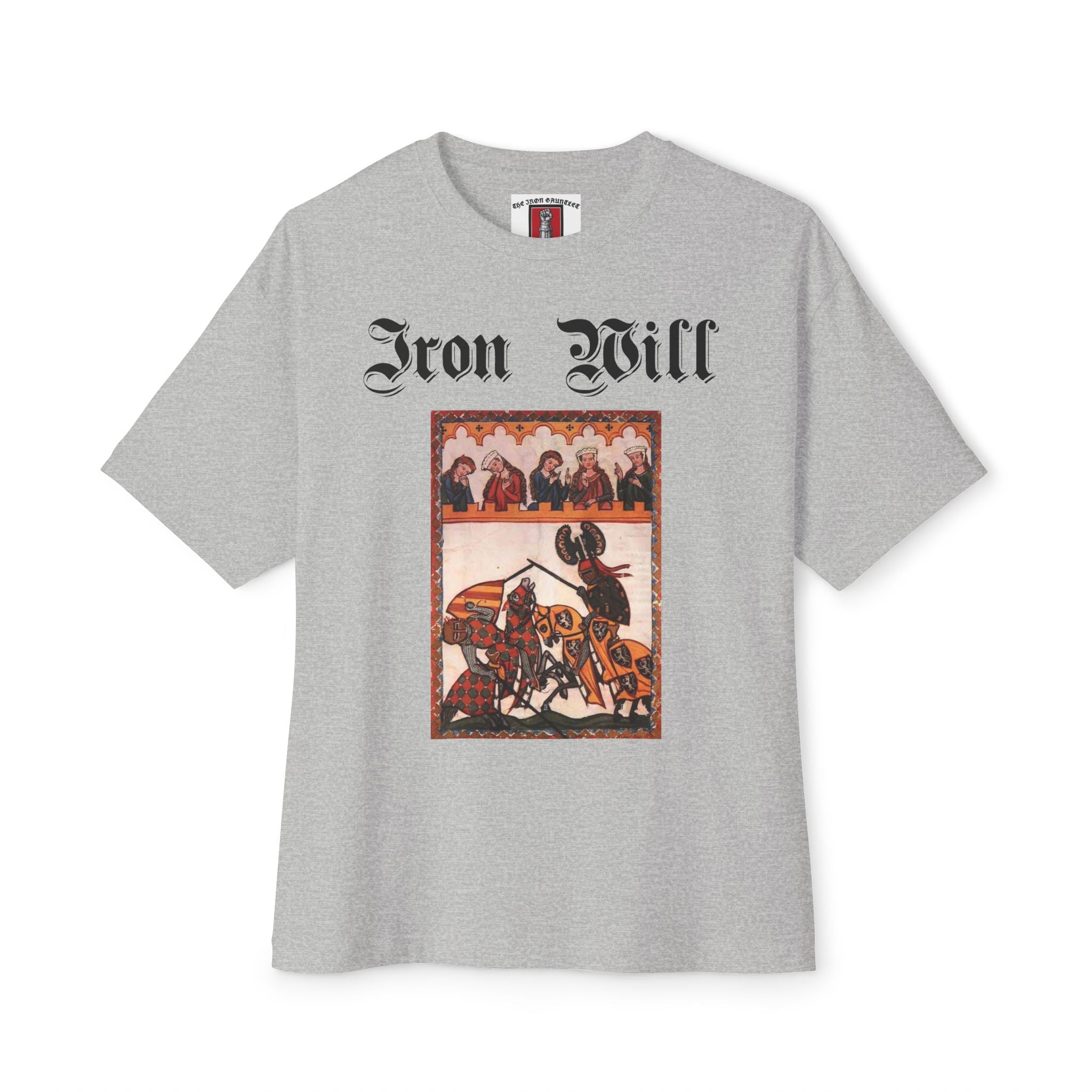 Iron Gauntlet Tee — Medieval Knight Graphic T‑Shirt (Front/Back)