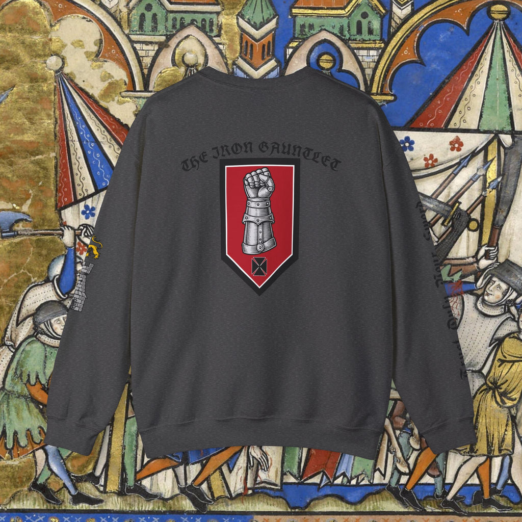 Iron Discipline Crewneck Sweatshirt — Medieval Gauntlet Graphic