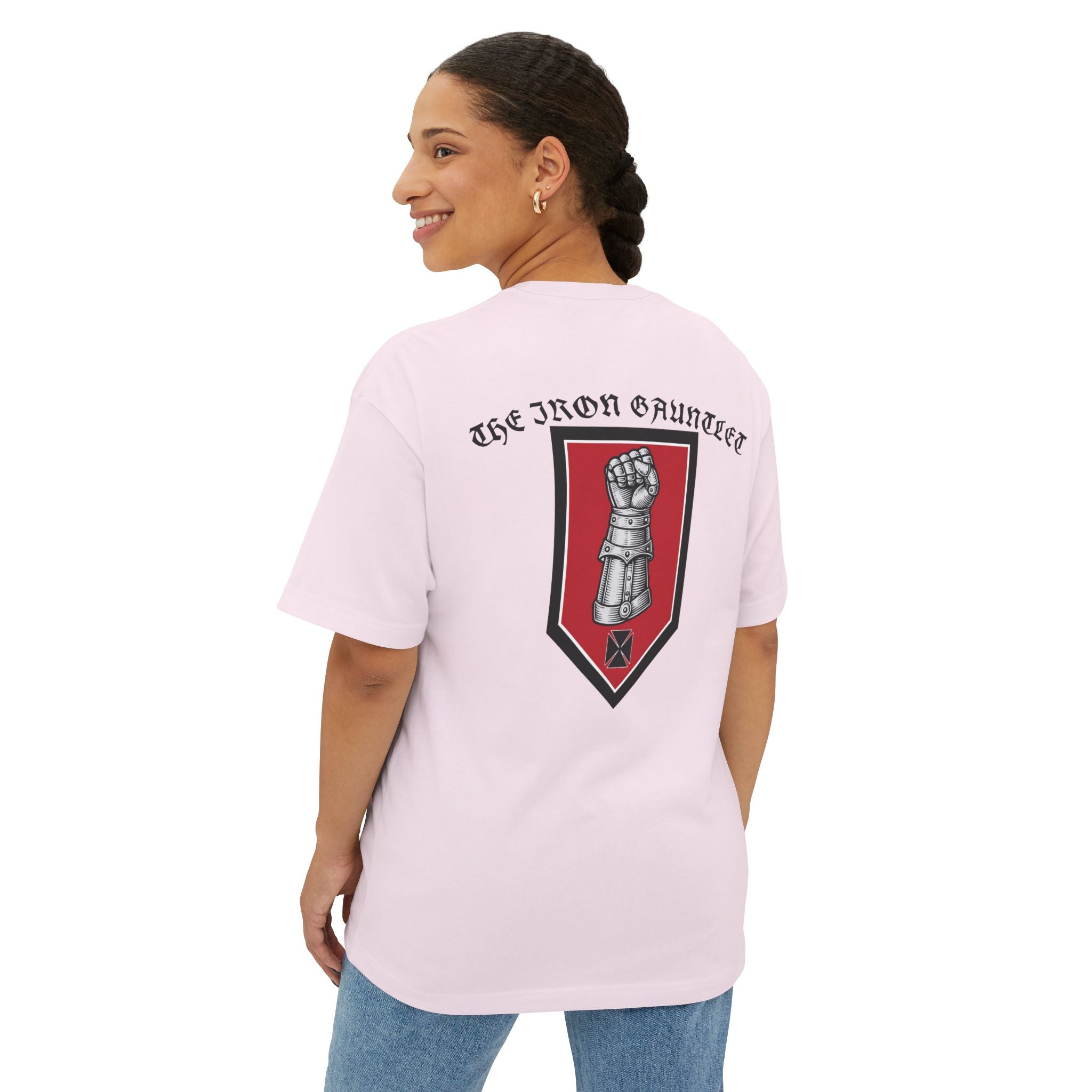 Iron Gauntlet Tee — Medieval Knight Graphic T‑Shirt (Front/Back)