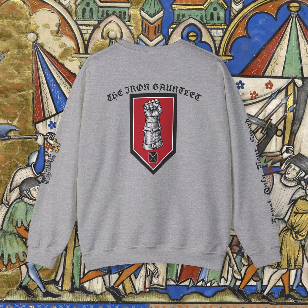 Iron Discipline Crewneck Sweatshirt — Medieval Gauntlet Graphic