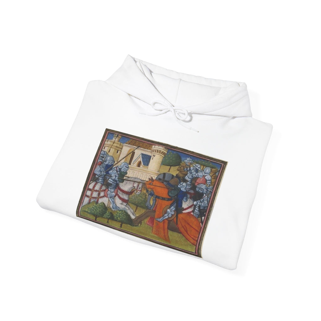 Medieval Knight Hoodie — Heraldic Fist Crest & Tapestry Art Hoodie