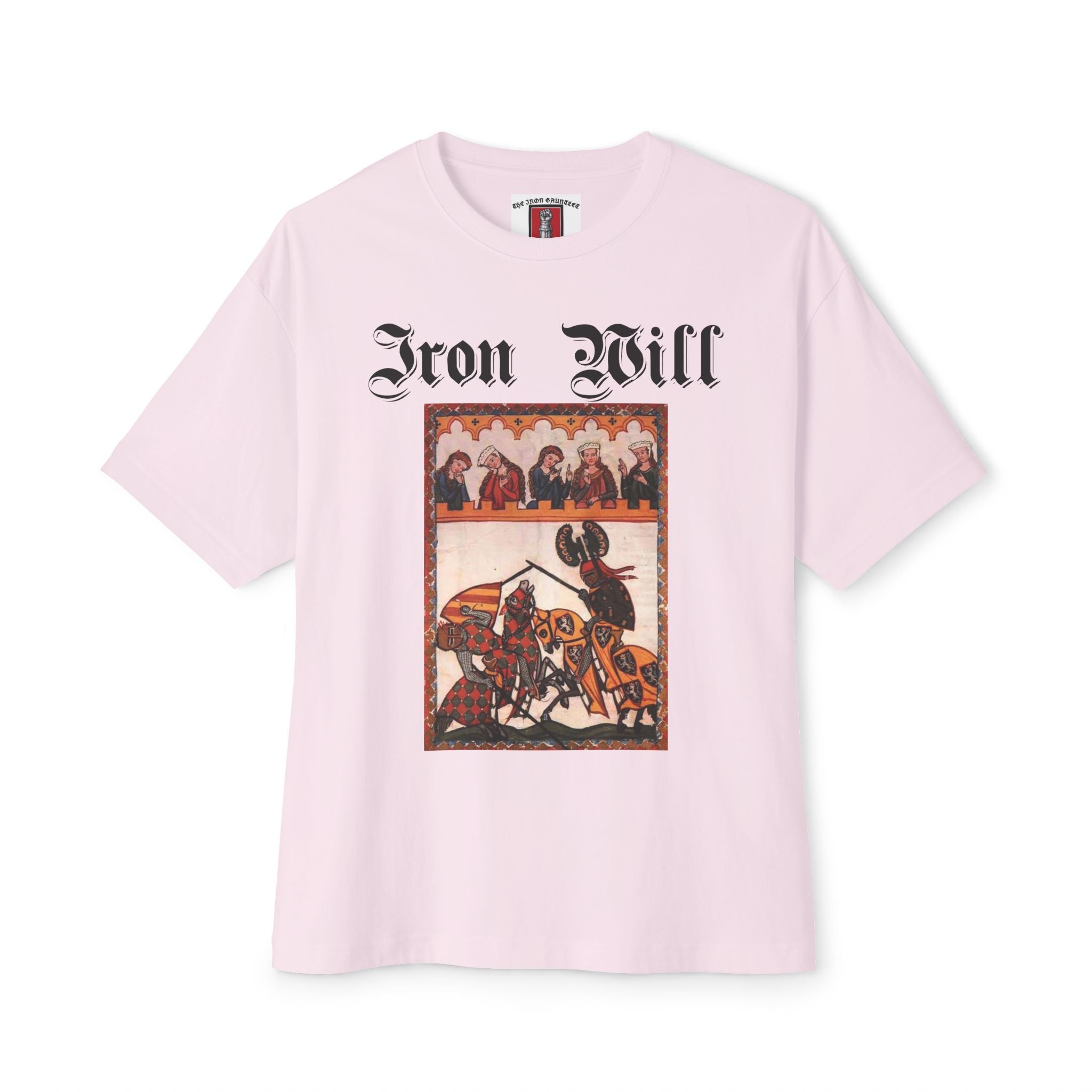 Iron Gauntlet Tee — Medieval Knight Graphic T‑Shirt (Front/Back)