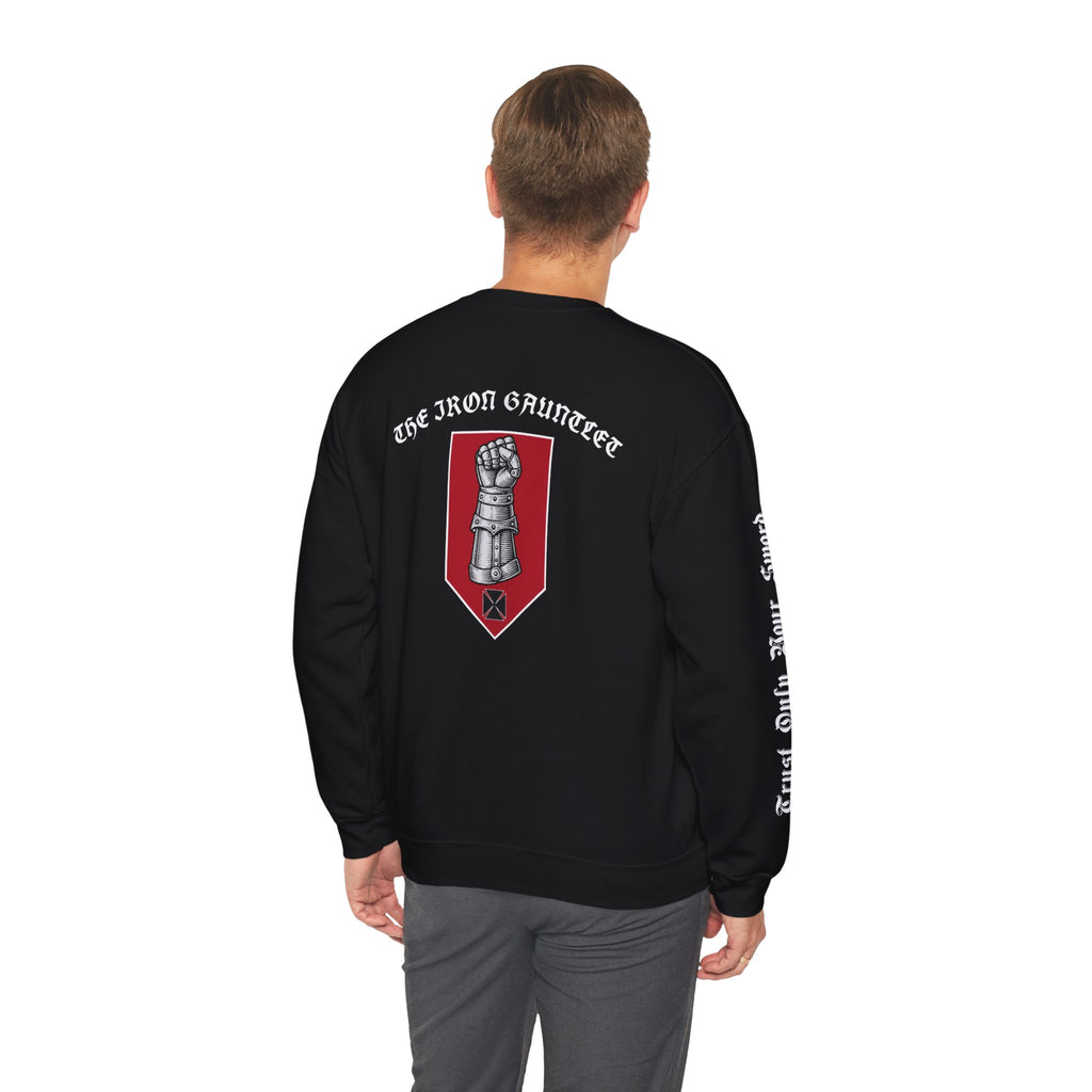 Iron Discipline Crewneck Sweatshirt — Medieval Gauntlet Graphic