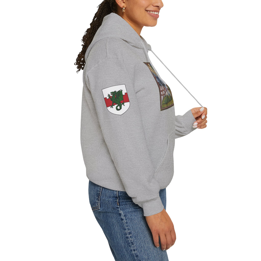 Medieval Knight Hoodie — Heraldic Fist Crest & Tapestry Art Hoodie
